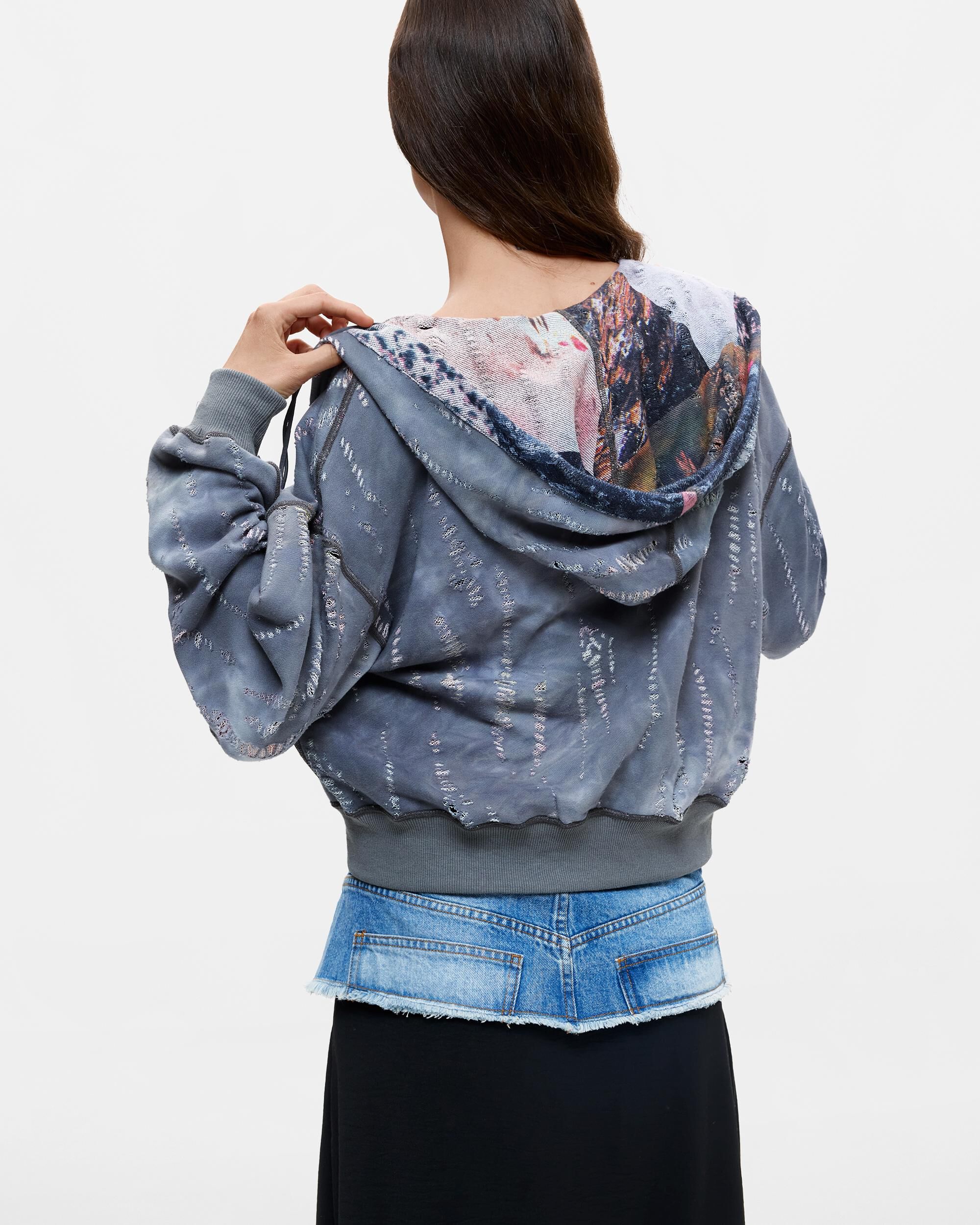 Sudadera de mujer reversible estampada - Desigual - Gris Gris-3