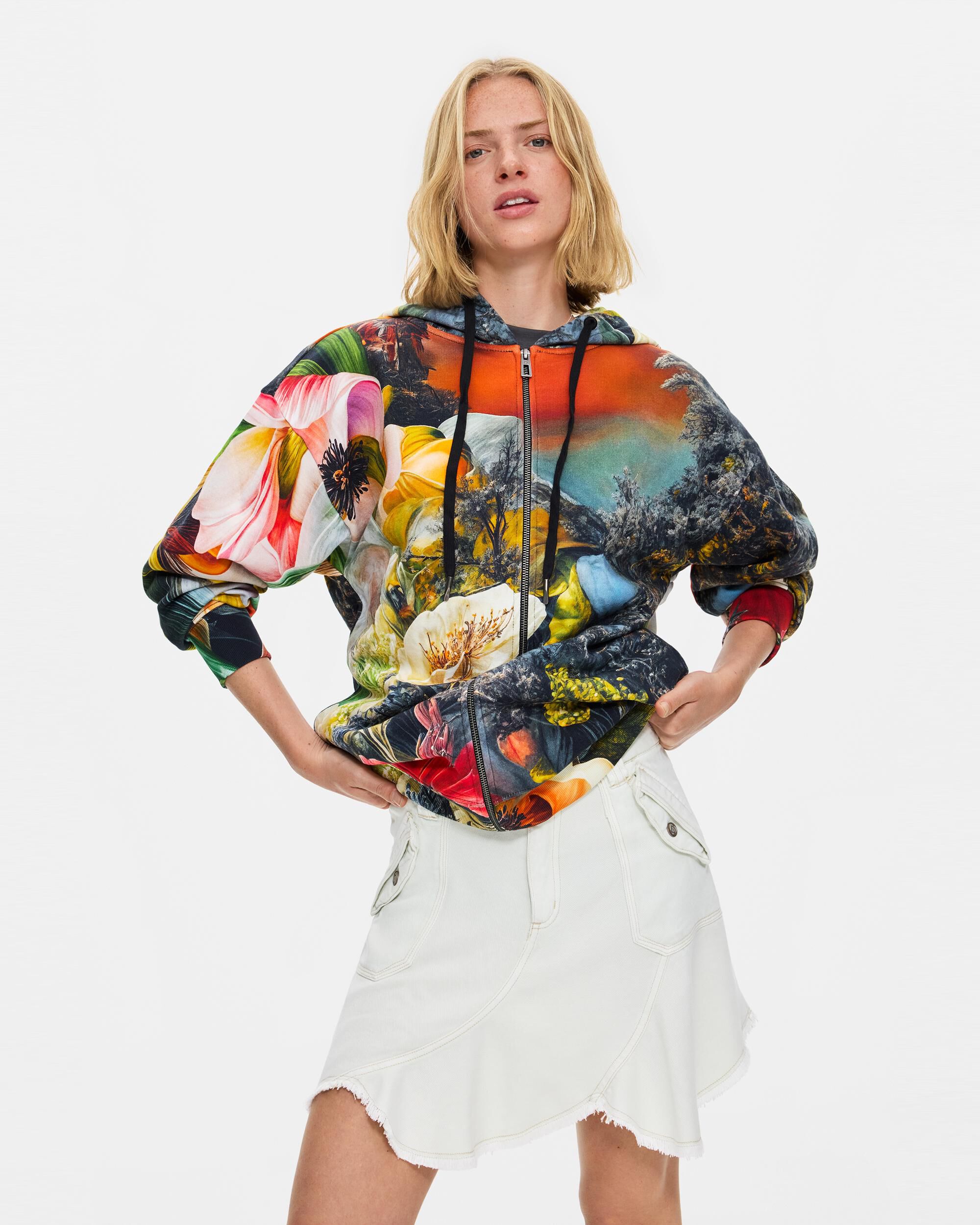 Desigual - Sudadera de mujer estampada 100% algodón.