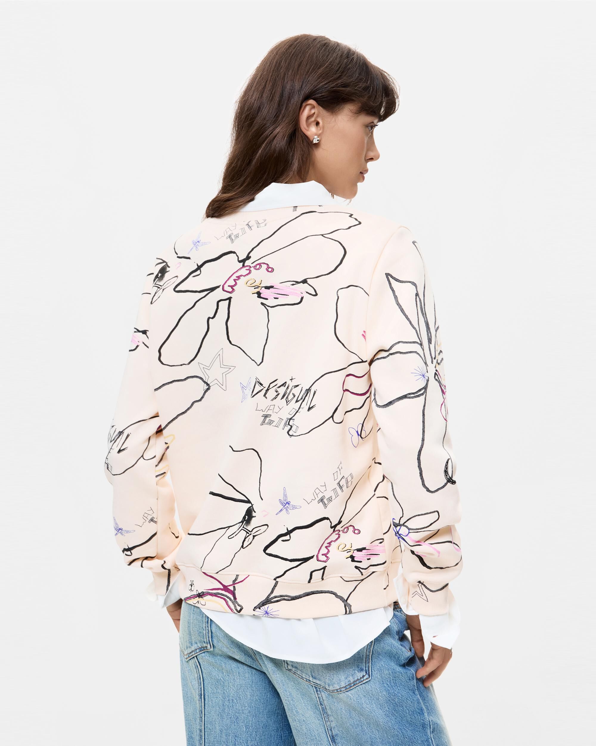 Sudadera de mujer estampado floral - Desigual - Blanco Blanco-3
