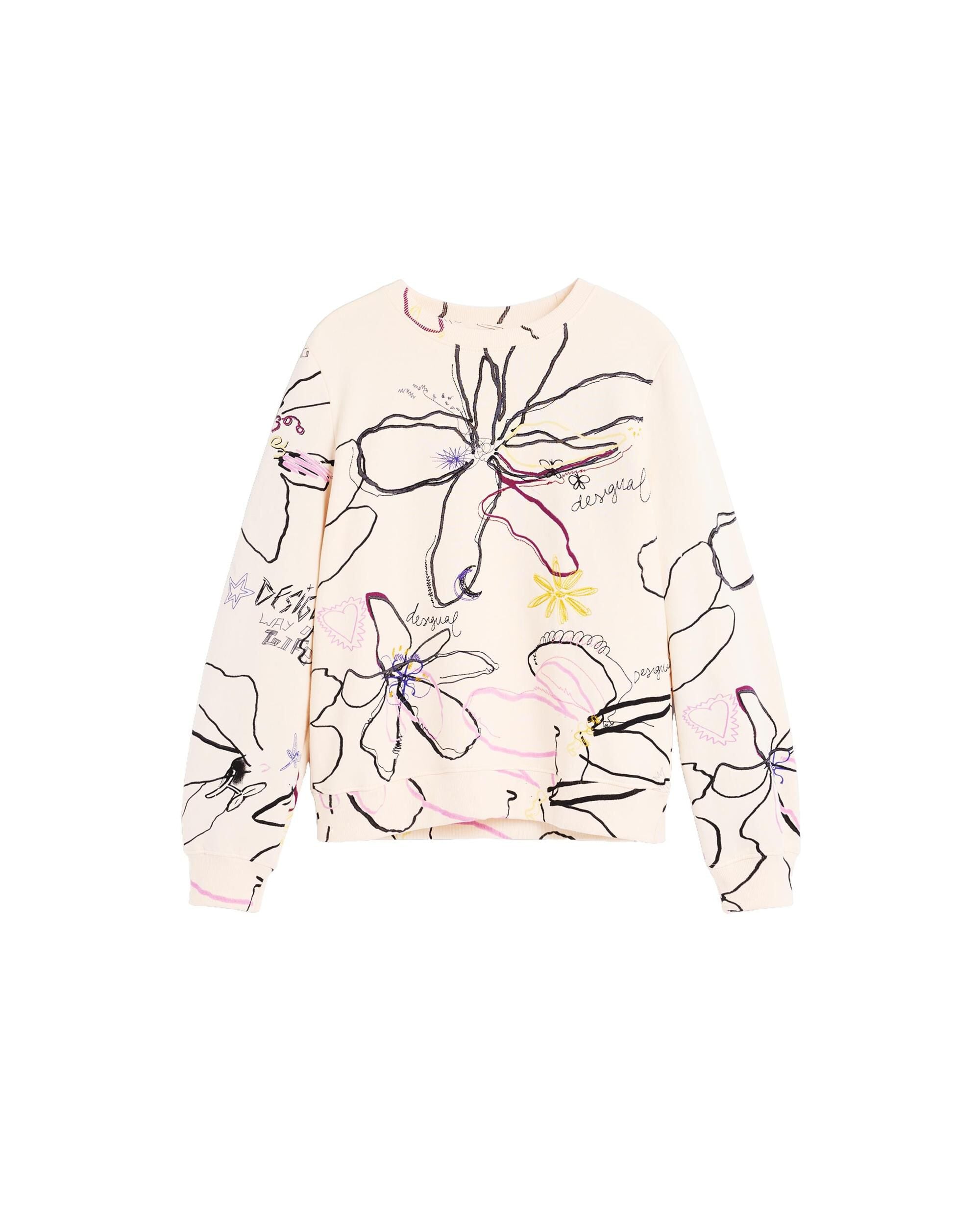Sudadera de mujer estampado floral - Desigual - Blanco Blanco-5
