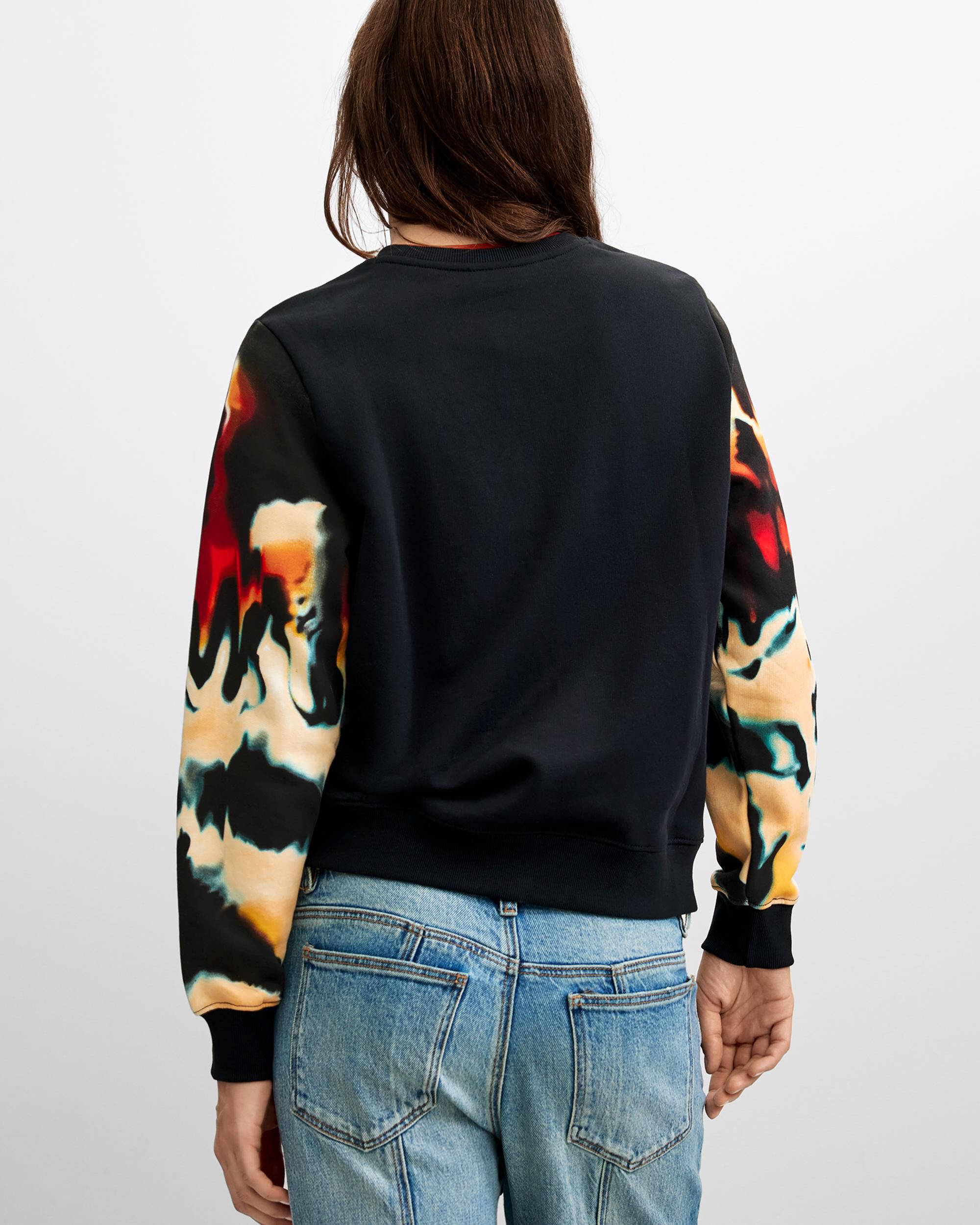 Sudadera de mujer manga estampada 100% algodón - Desigual - Negro Negro-3