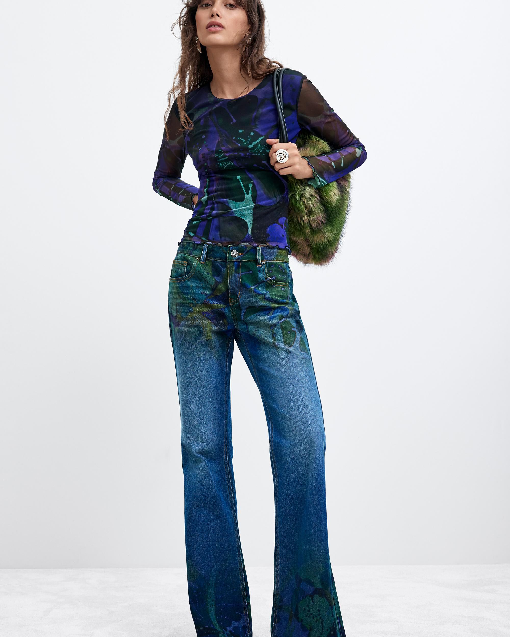 Camiseta de mujer tul estampada m c lacroix - Desigual - Morado Morado-2
