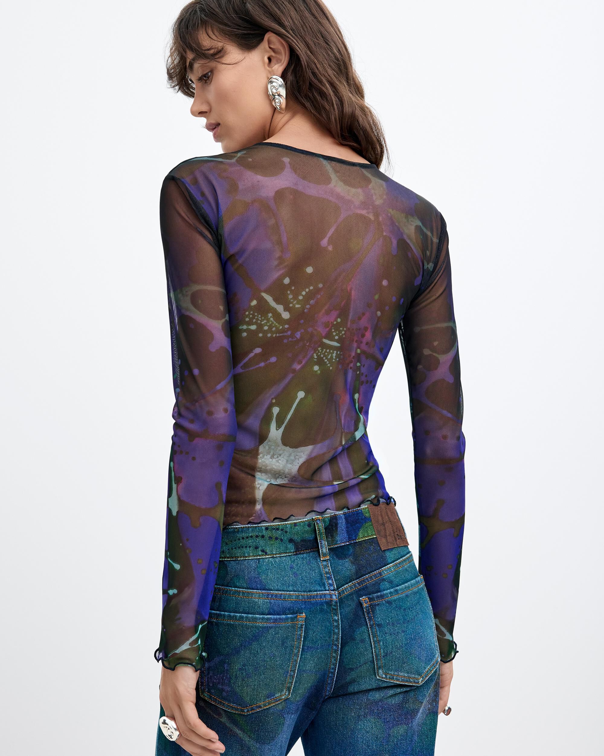 Camiseta de mujer tul estampada m c lacroix - Desigual - Morado Morado-3