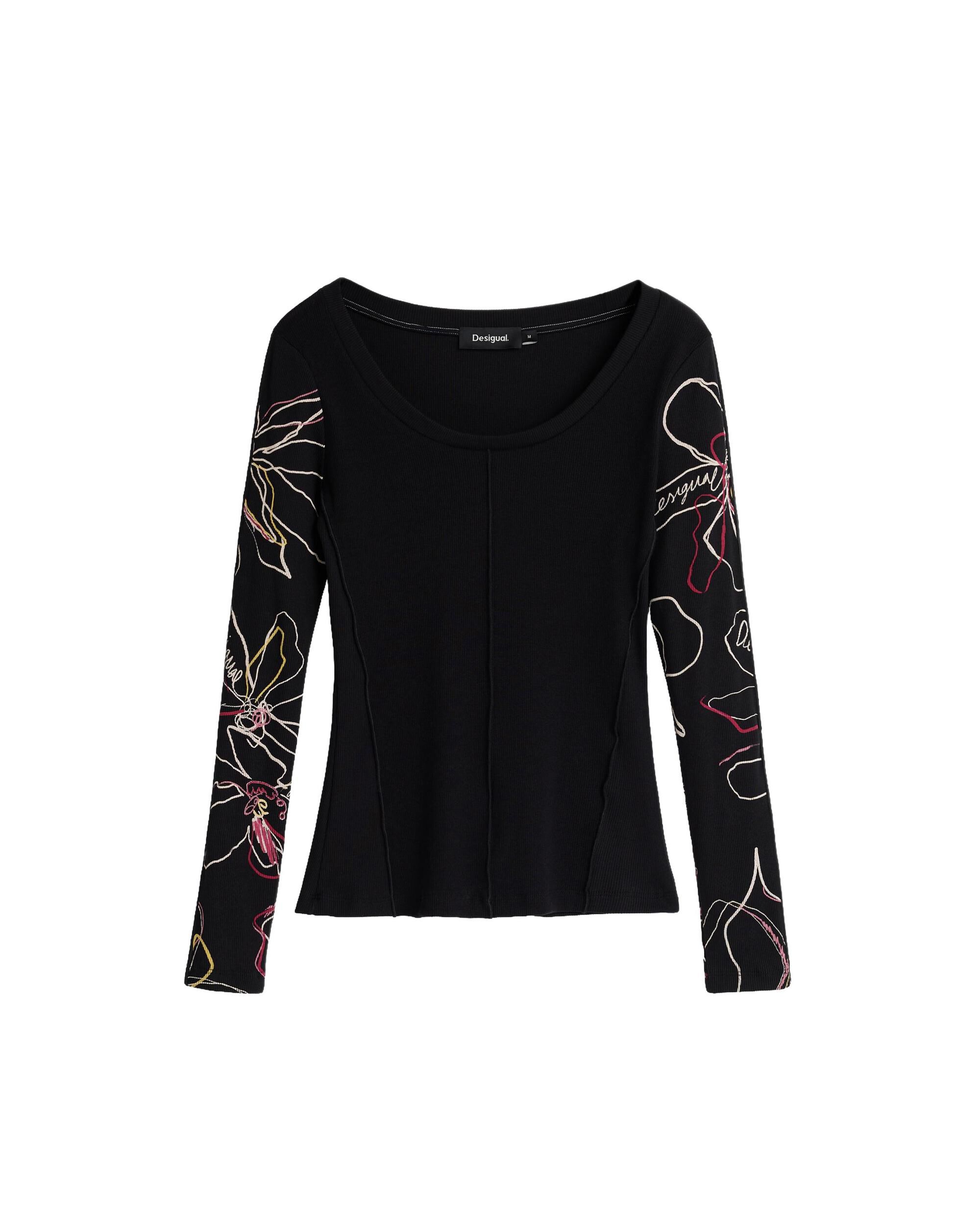 Camiseta de mujer manga larga floral - Desigual - Negro Negro-5