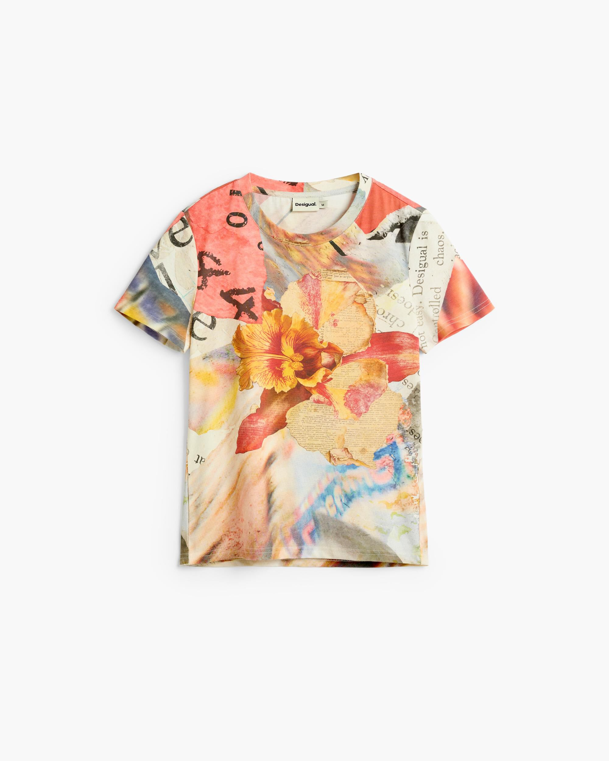 Camiseta de mujer estampada flores - Desigual - Rosa Rosa-4