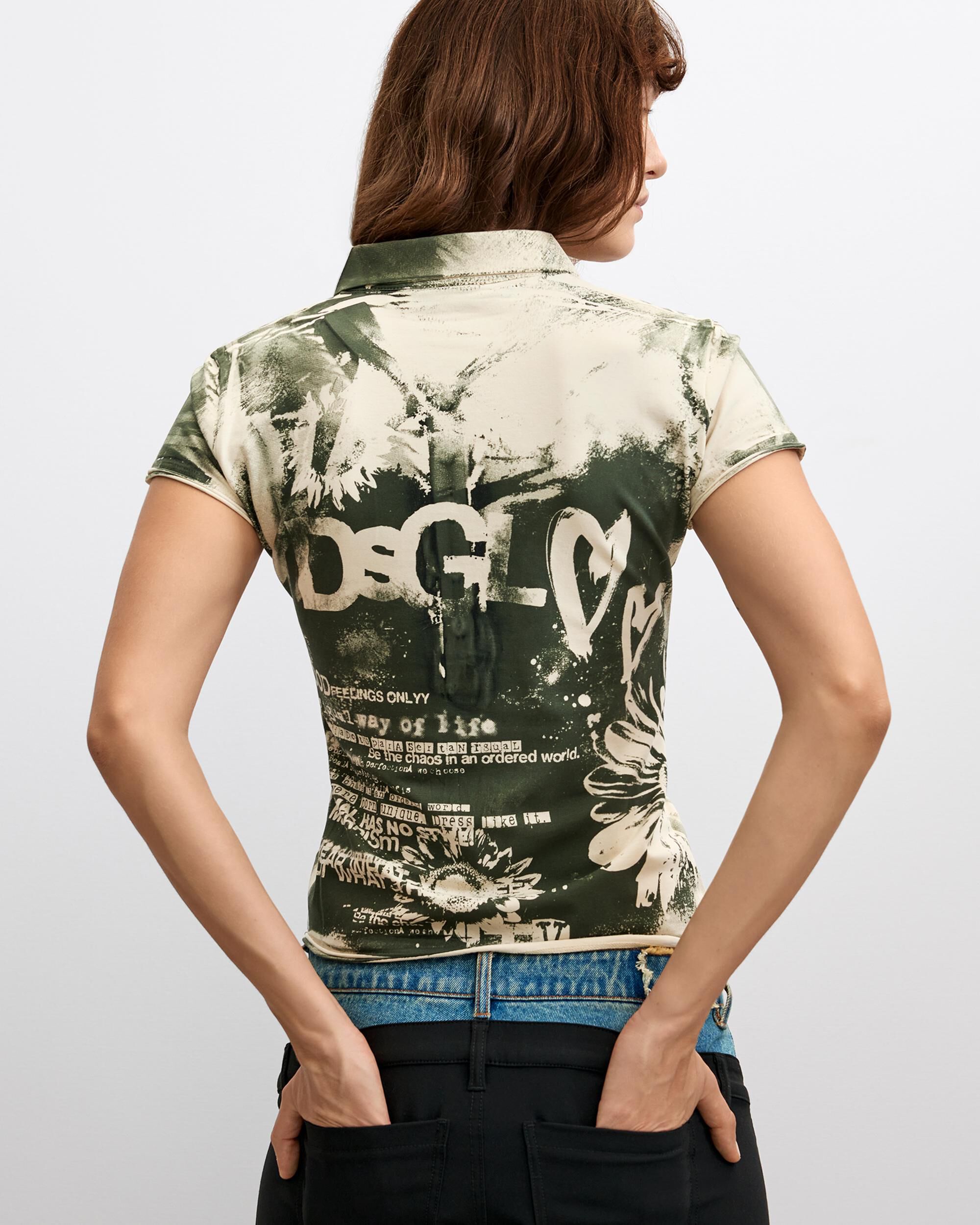 Camiseta de mujer polo estampada - Desigual - Negro Negro-3