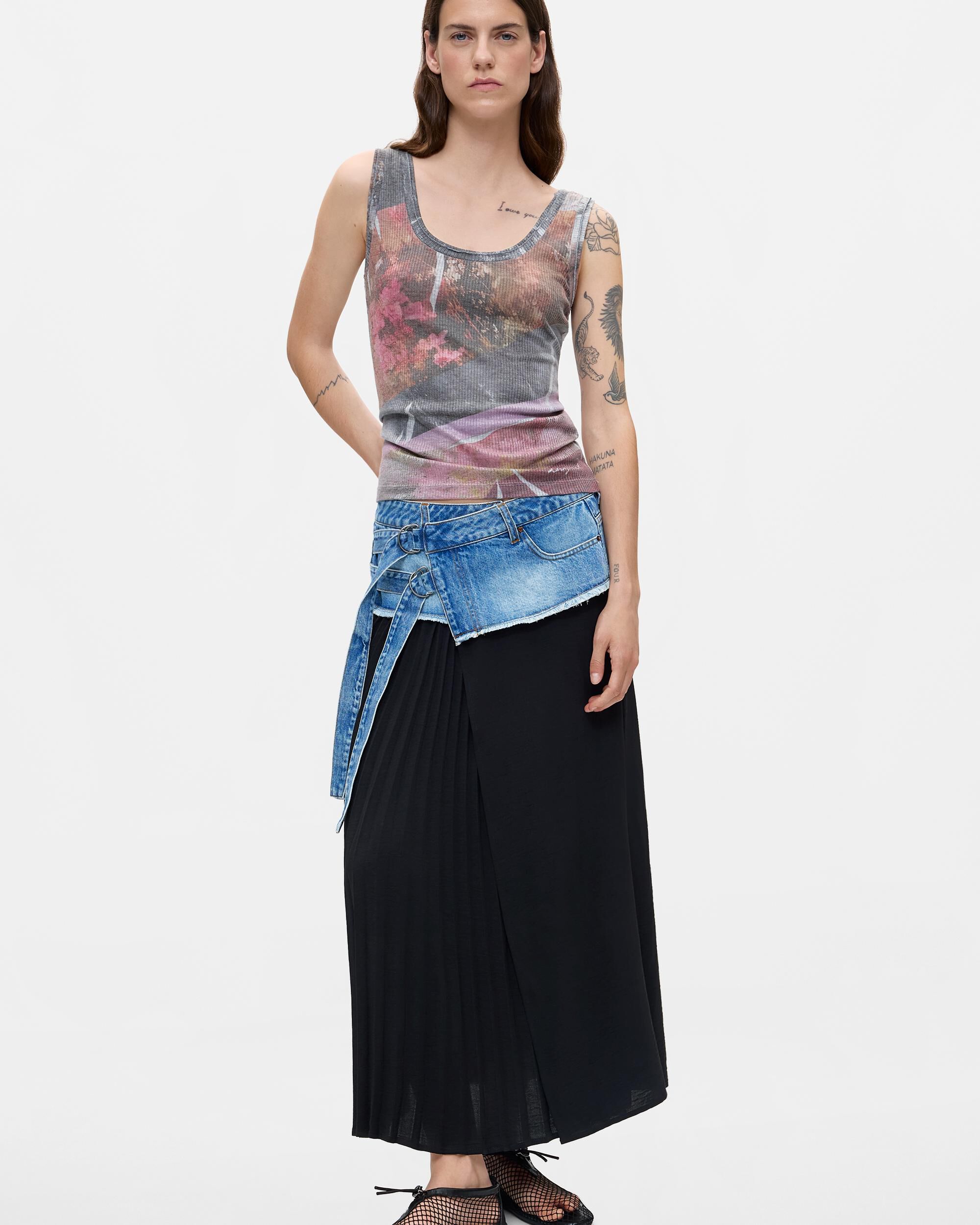 Top de mujer tirantes punto - Desigual - Gris Gris-2