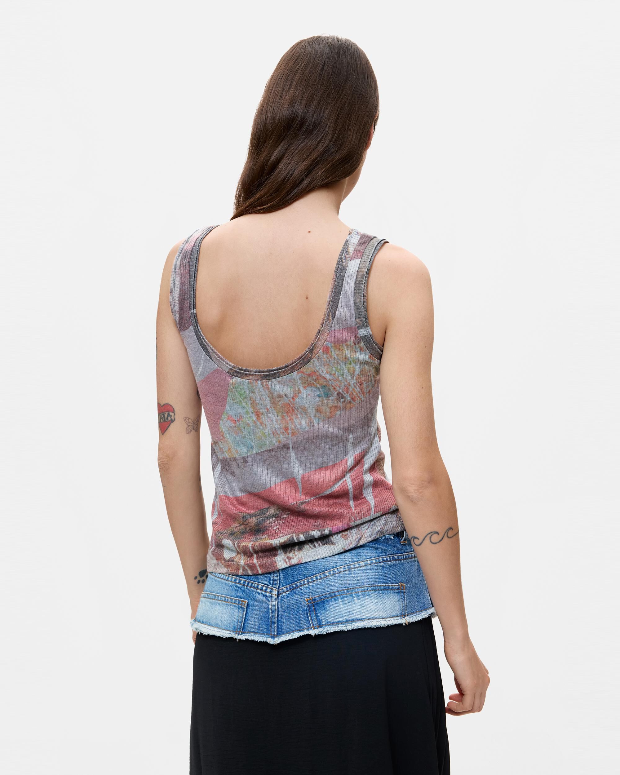 Top de mujer tirantes punto - Desigual - Gris Gris-3