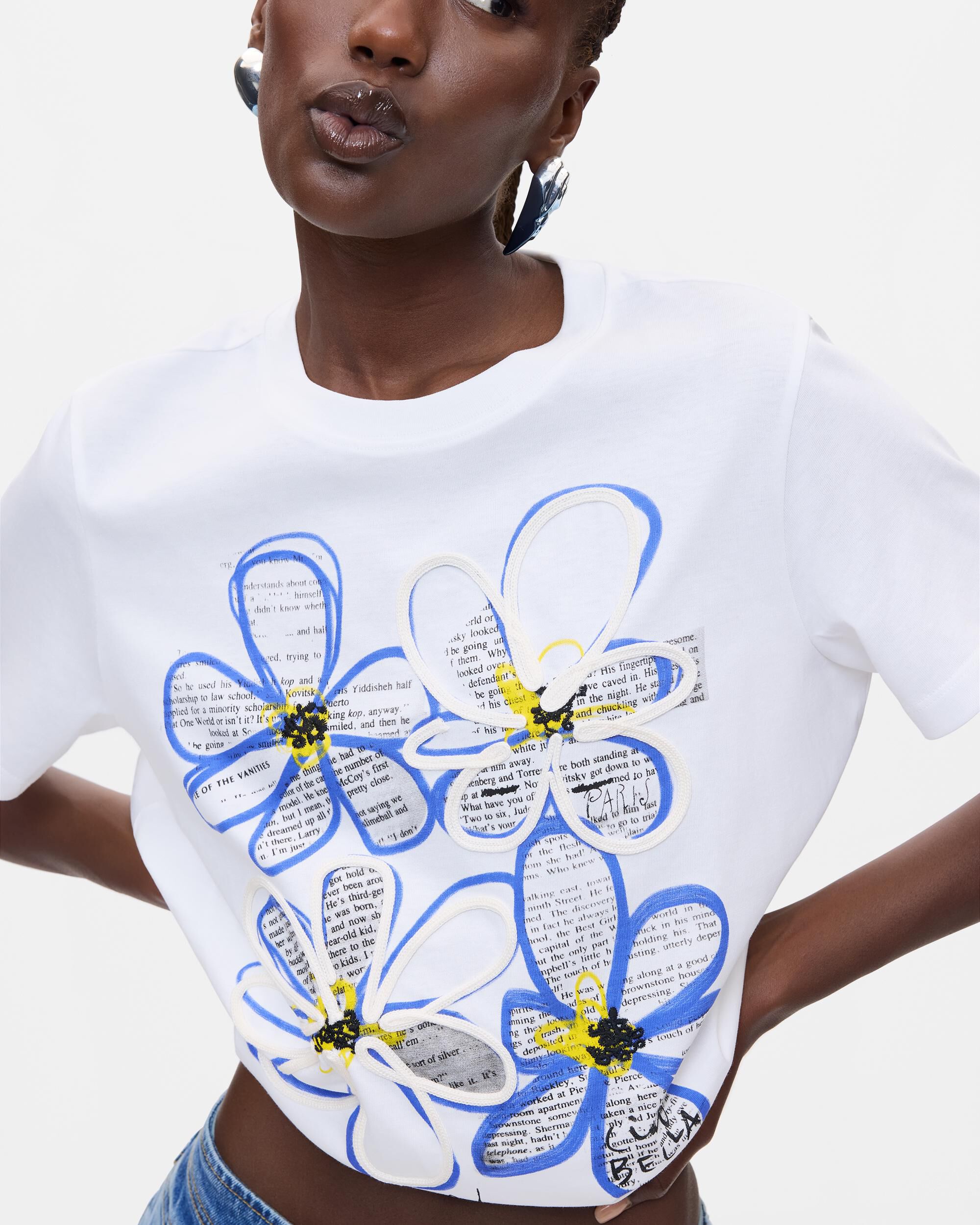 Camiseta de mujer estampada 100% algodón - Desigual - Blanco Blanco-4