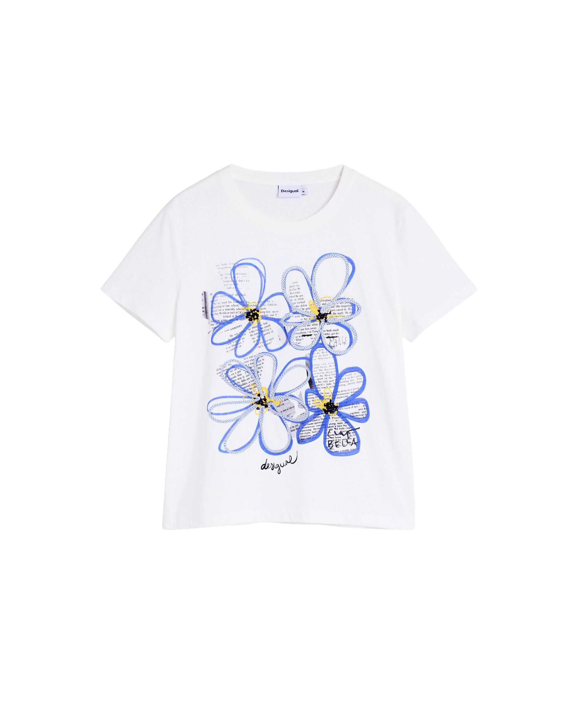 Camiseta de mujer estampada 100% algodón - Desigual - Blanco Blanco-5