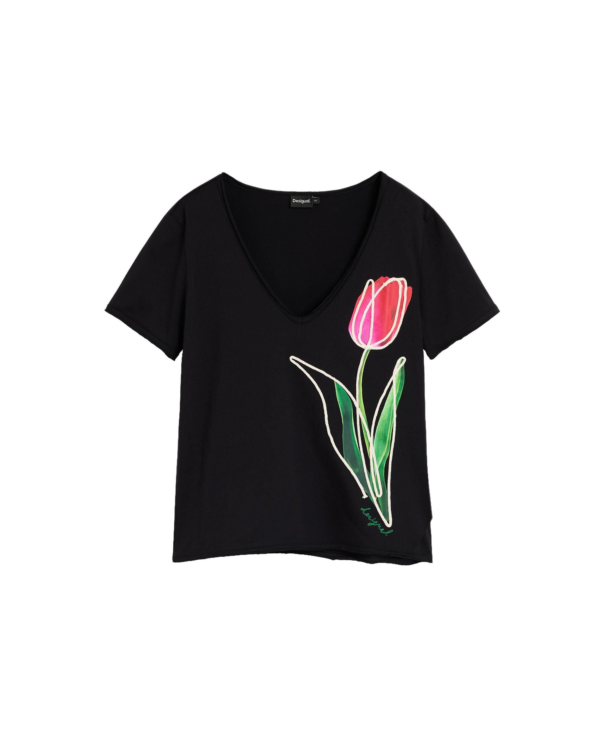 Camiseta de mujer estampado floral 100% algodón - Desigual - Negro Negro-4