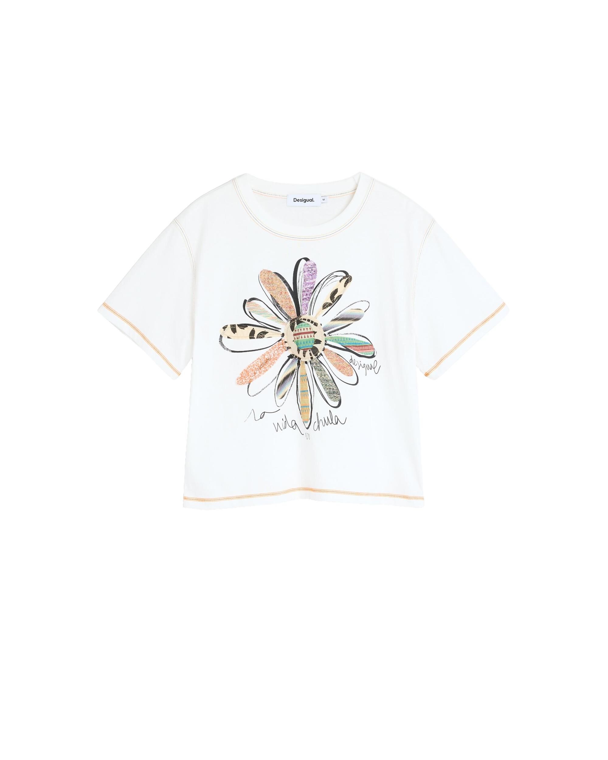 Camiseta de mujer estampado floral 100% algodón - Desigual - Blanco Blanco-4