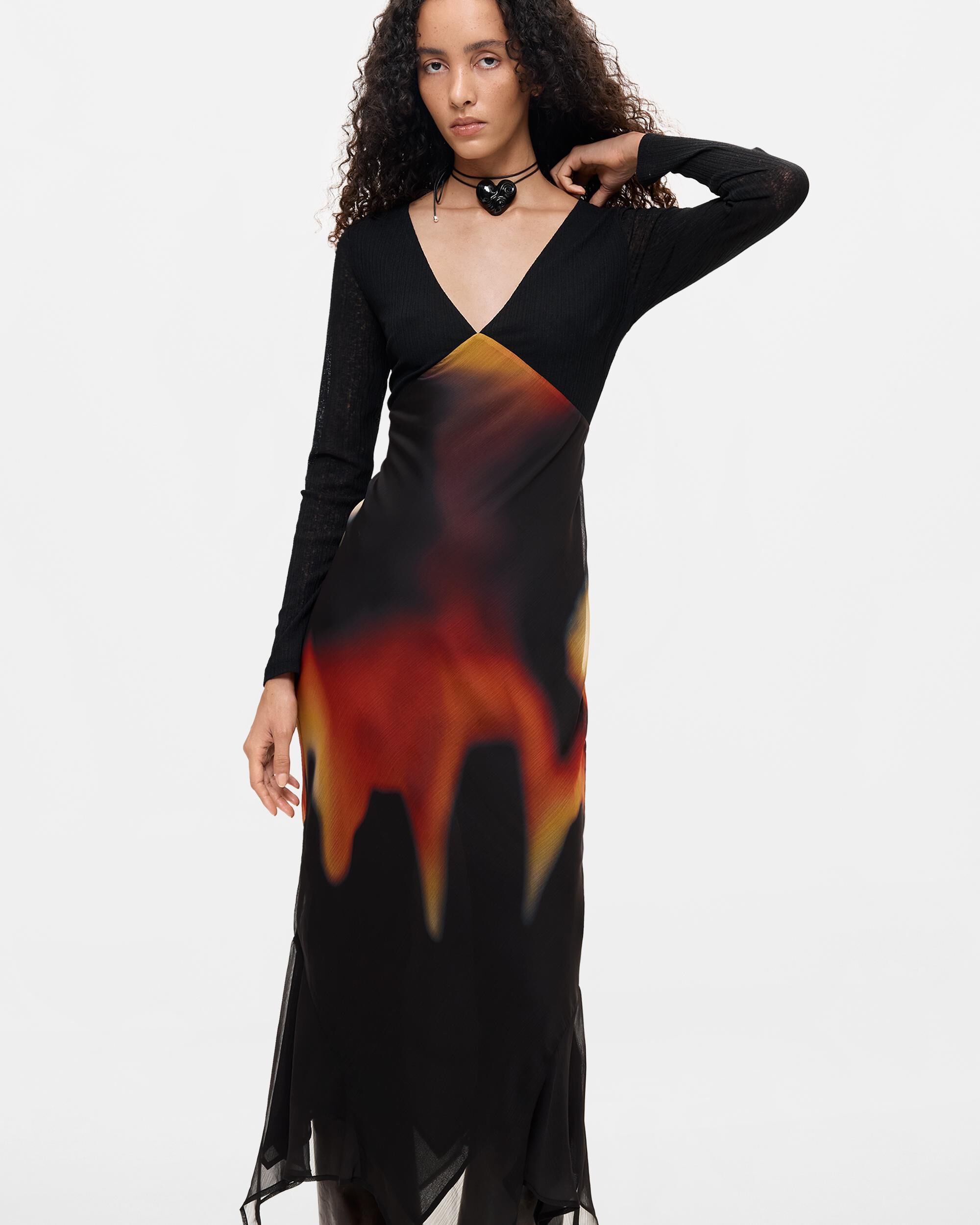 Vestido manga larga midi - Desigual - Negro Negro-2