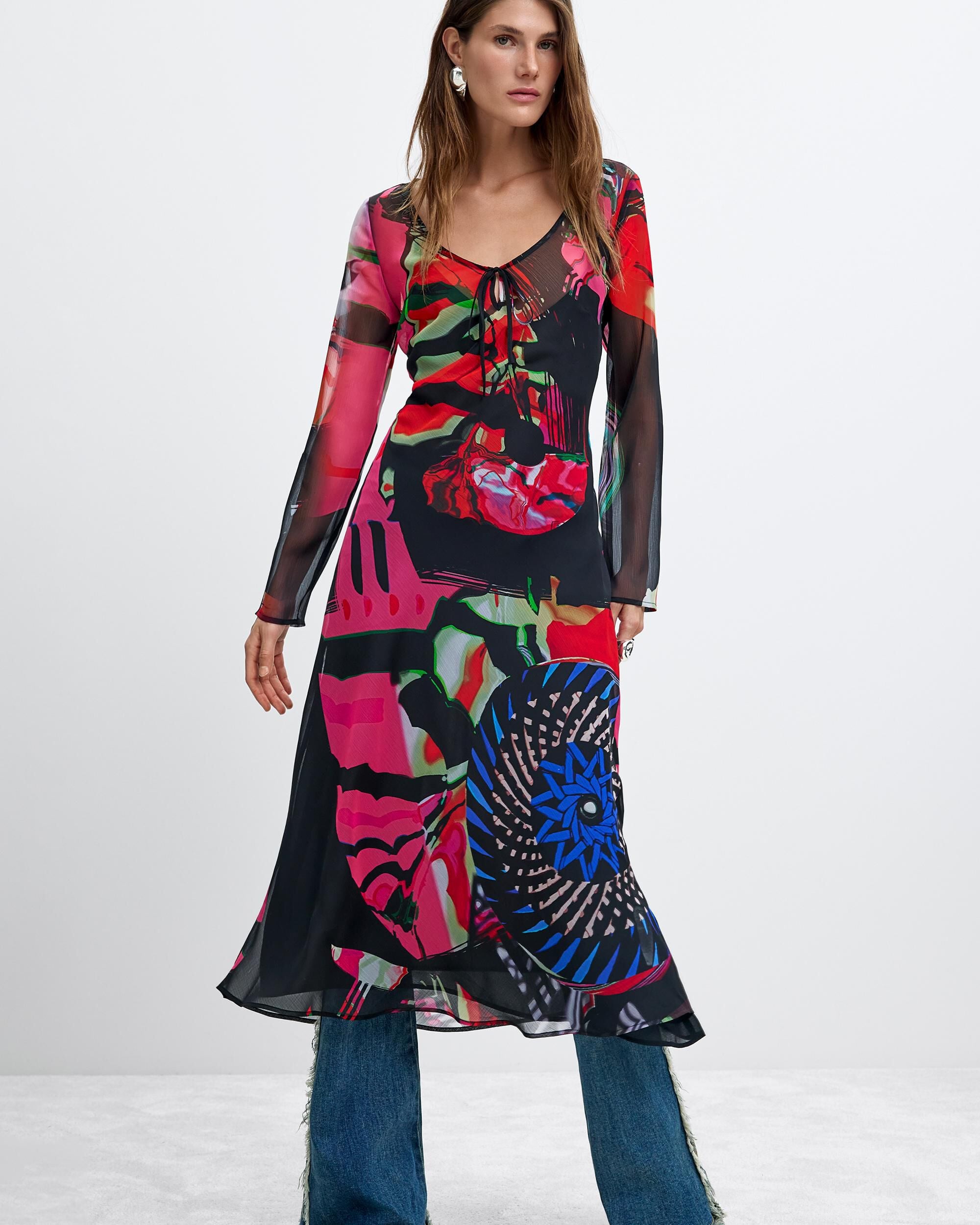 Vestido estampado manga larga m c lacroix - Desigual - Negro Negro-1