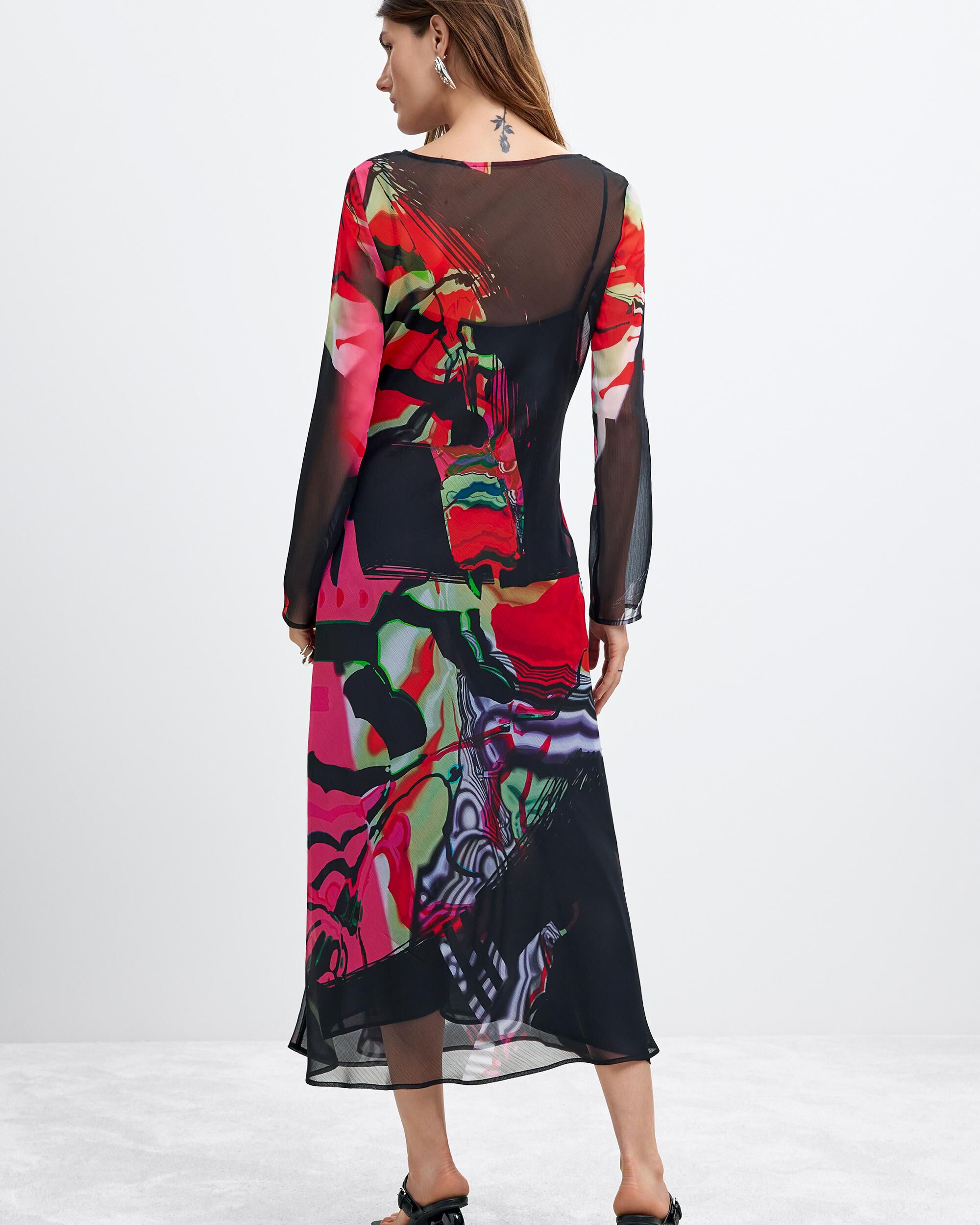 Vestido estampado manga larga m c lacroix - Desigual - Negro Negro-3