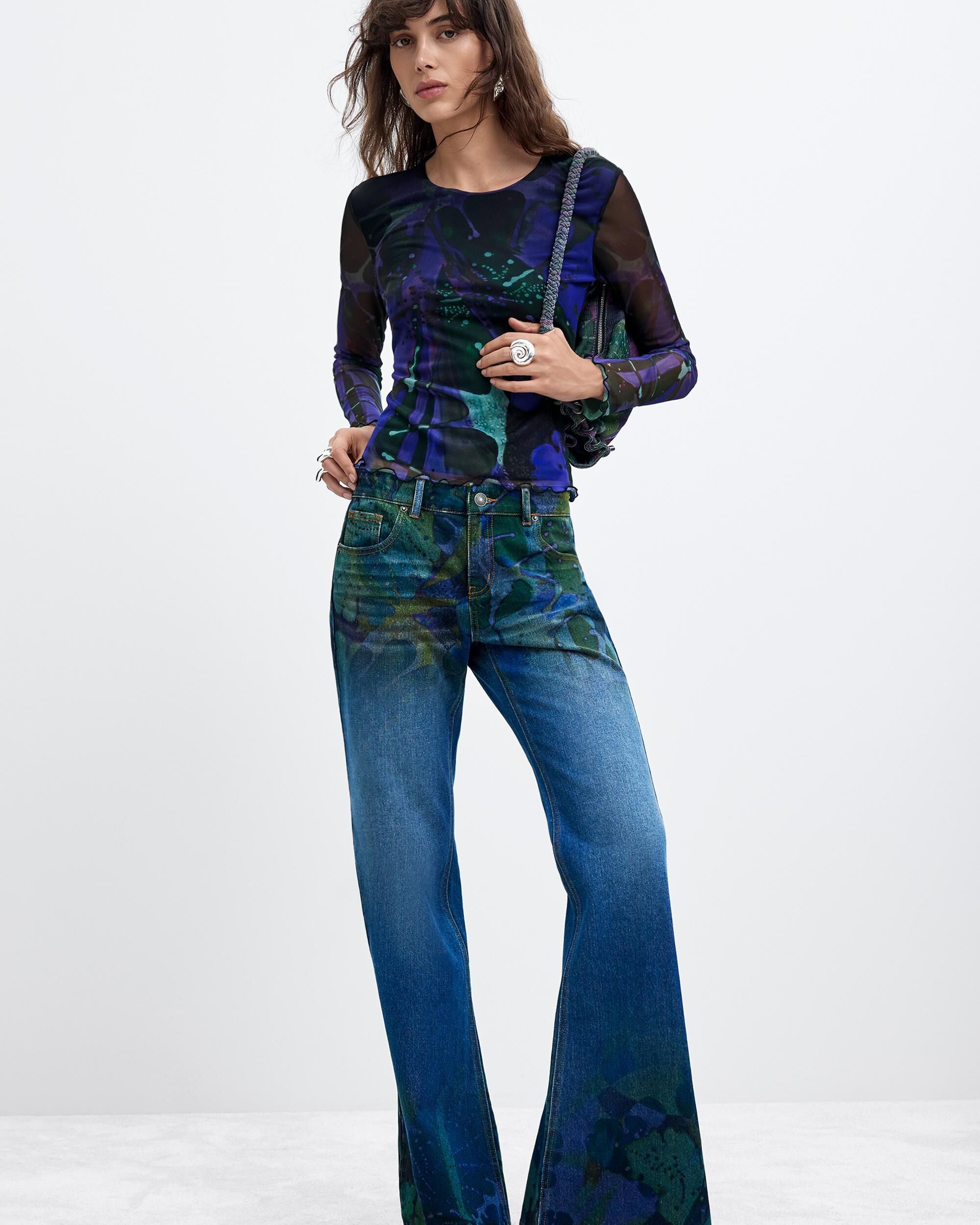 Pantalón de mujer vaquero estampado m c lacroix - Desigual - Azul Azul-1