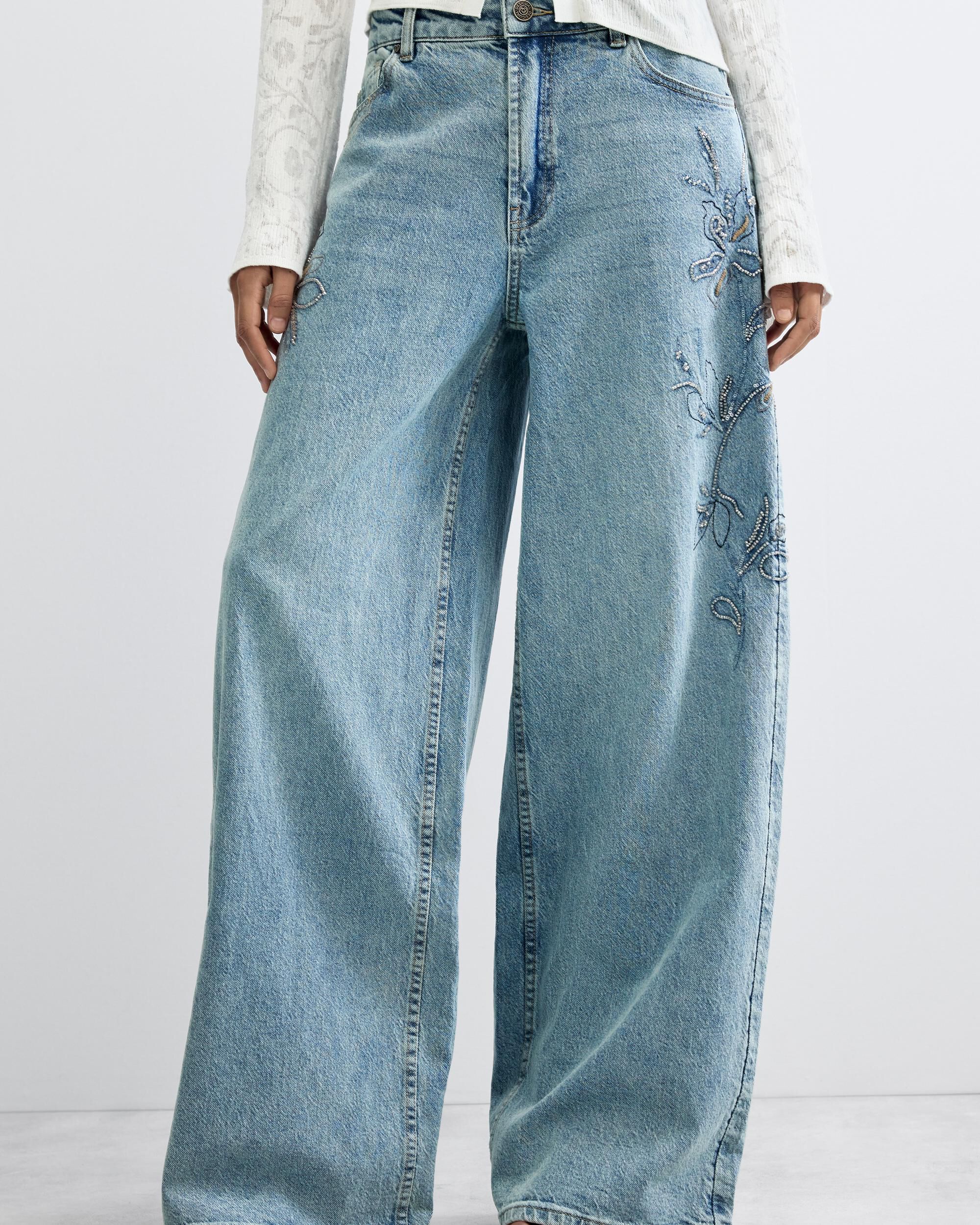 Pantalón de mujer vaquero wide leg - Desigual - Azul Azul-2