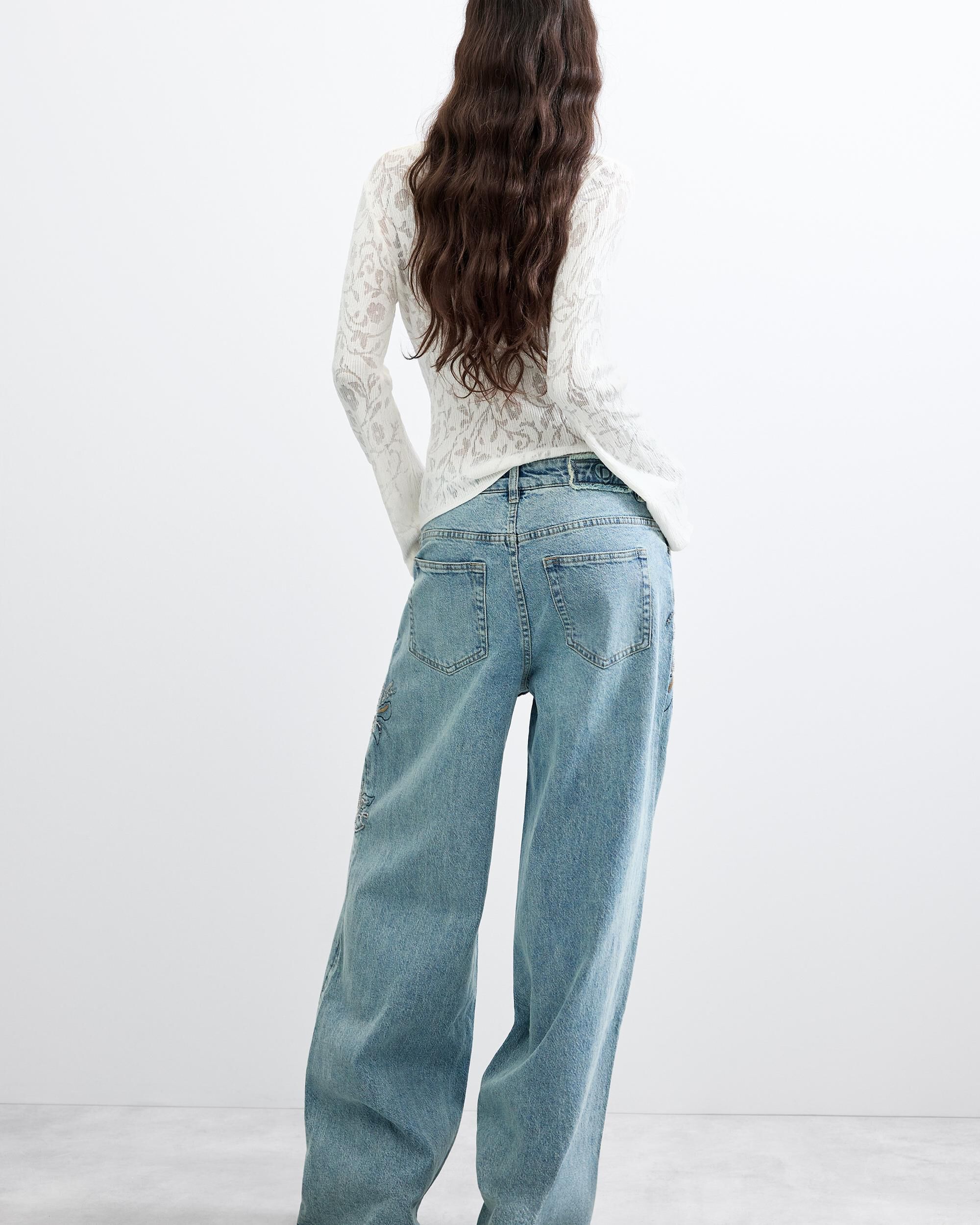 Pantalón de mujer vaquero wide leg - Desigual - Azul Azul-3