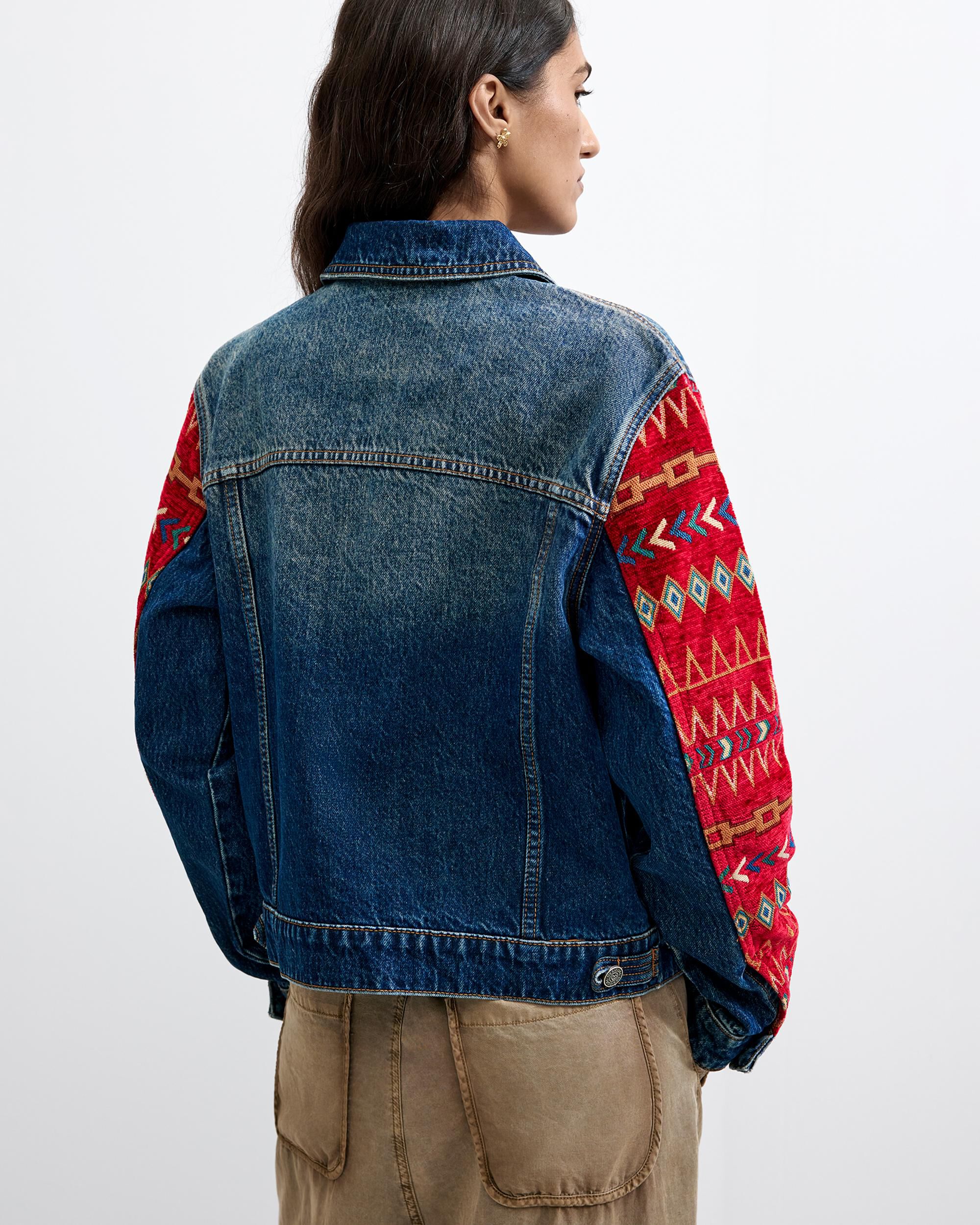 Cazadora de mujer denim étnica - Desigual - Azul Azul-3