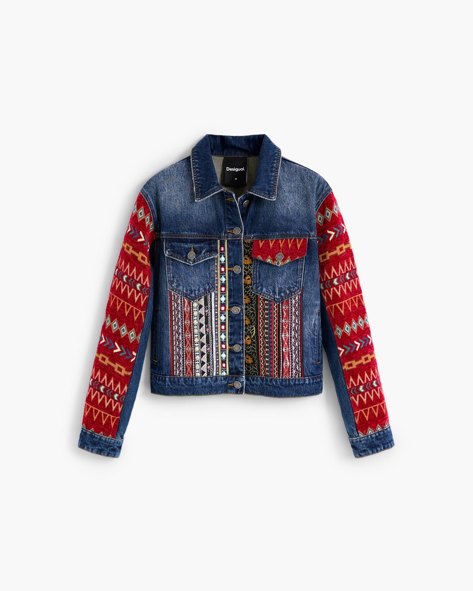 Cazadora de mujer denim étnica - Desigual - Azul Azul-4