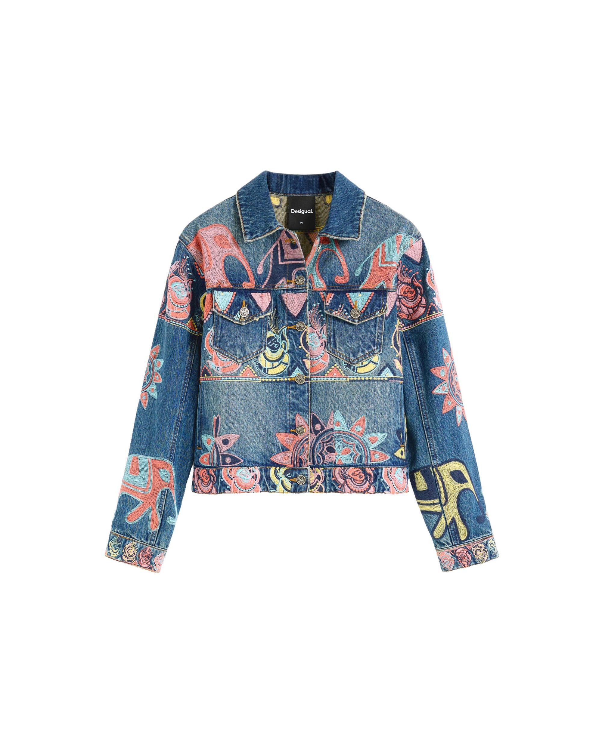 Cazadora de mujer denim boradada - Desigual - Azul Azul-4