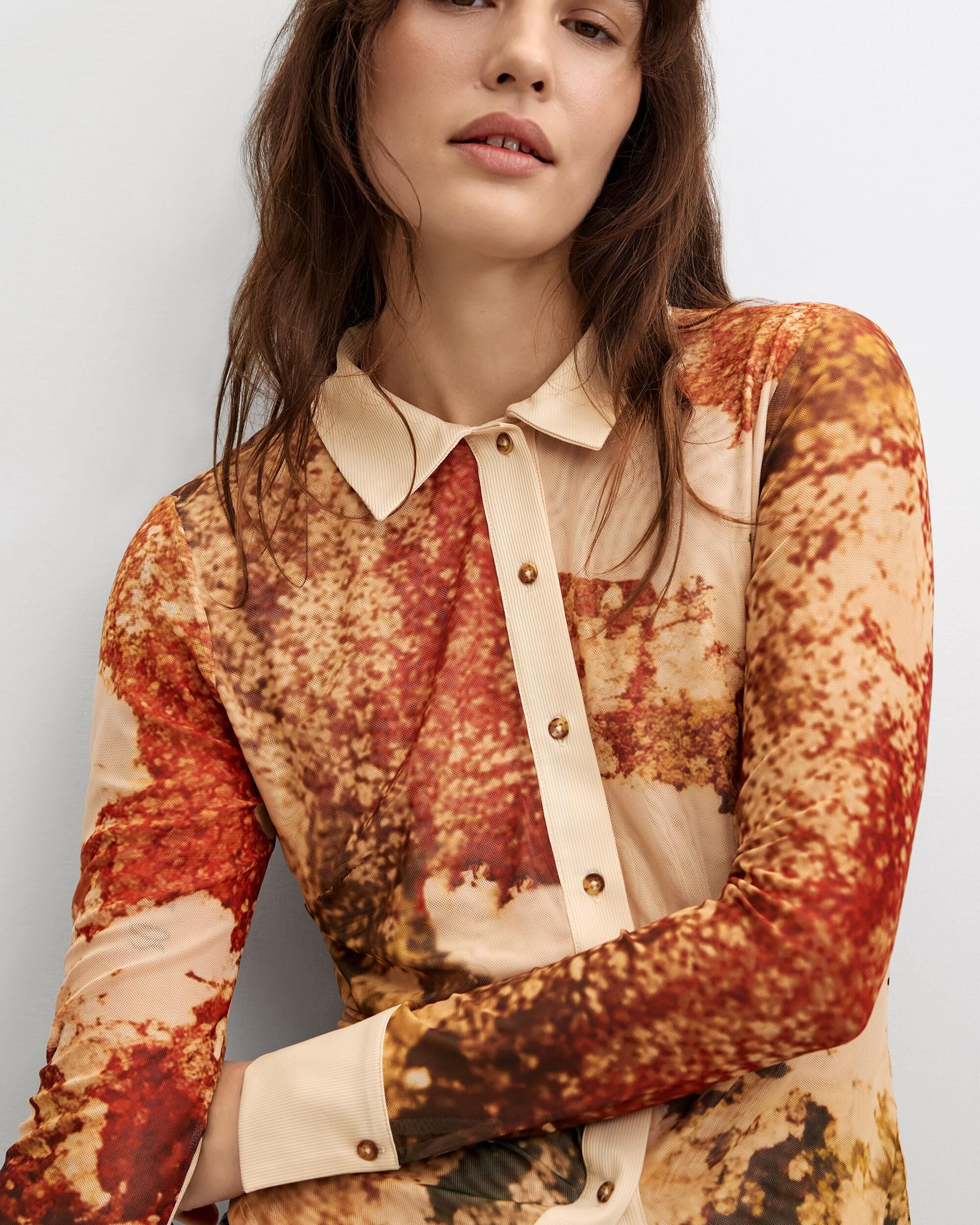 Camisa estampada larga - Desigual - Marrón Marrón-1