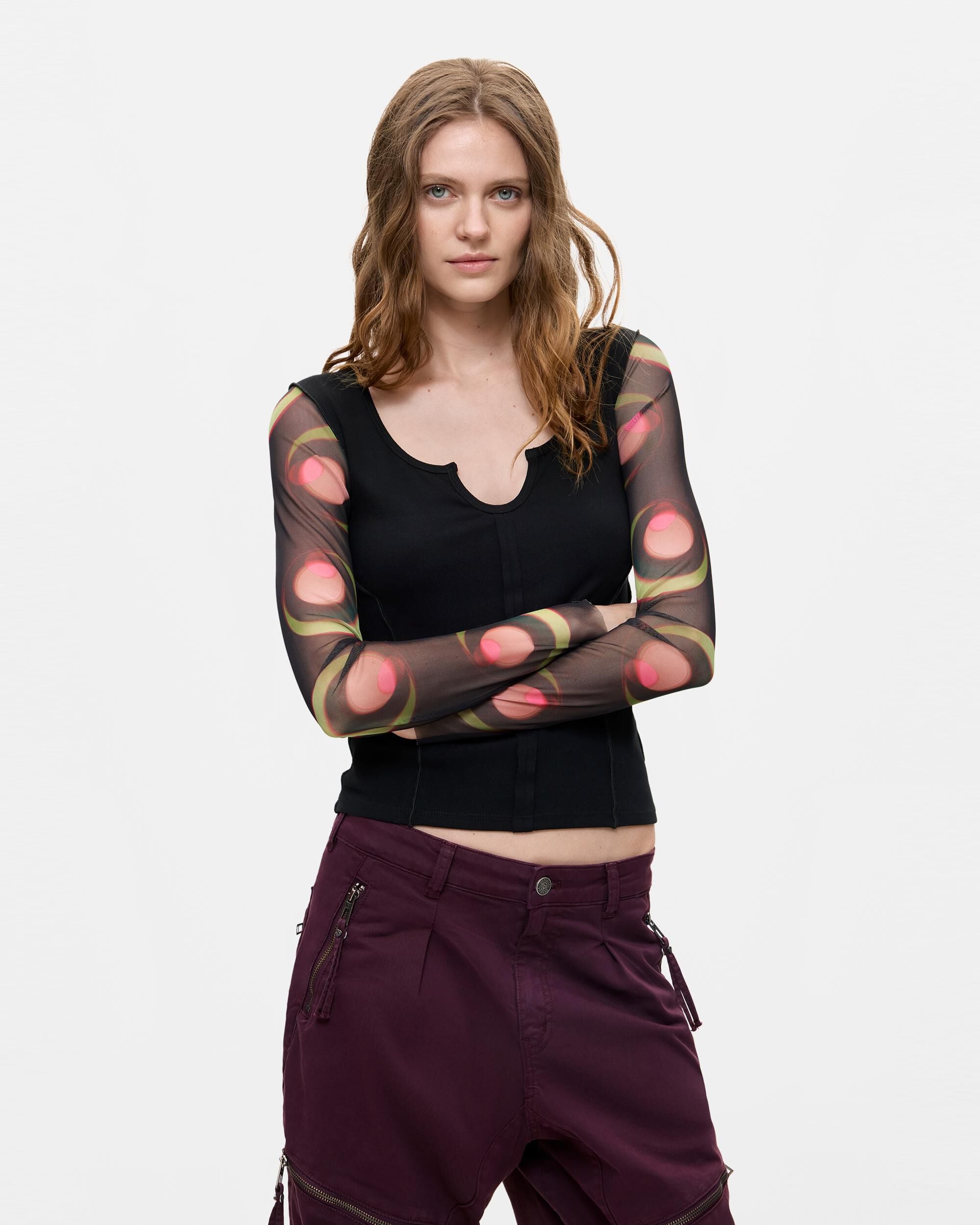 Camiseta de mujer manga larga estampada - Desigual - Negro Negro-1