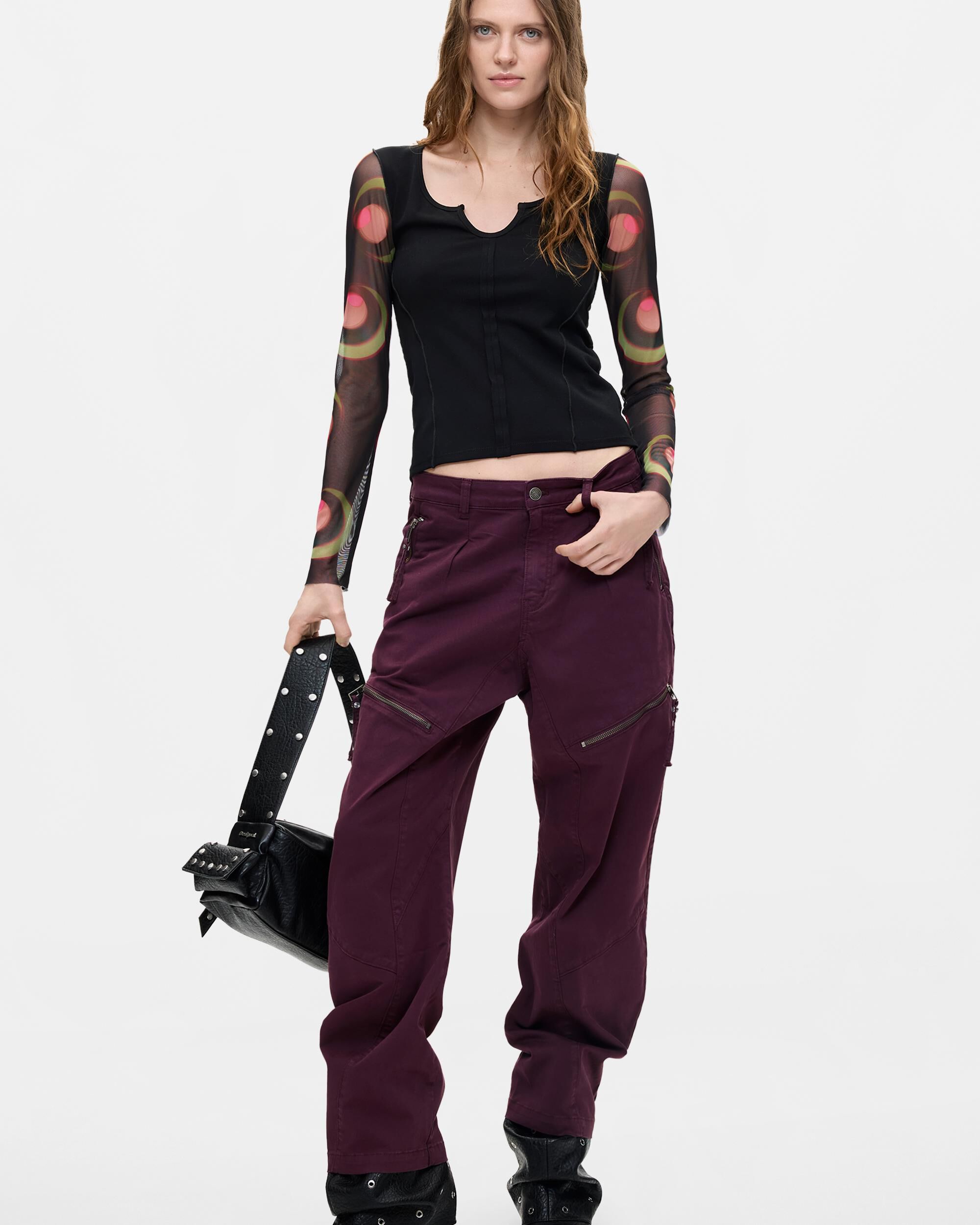 Camiseta de mujer manga larga estampada - Desigual - Negro Negro-2
