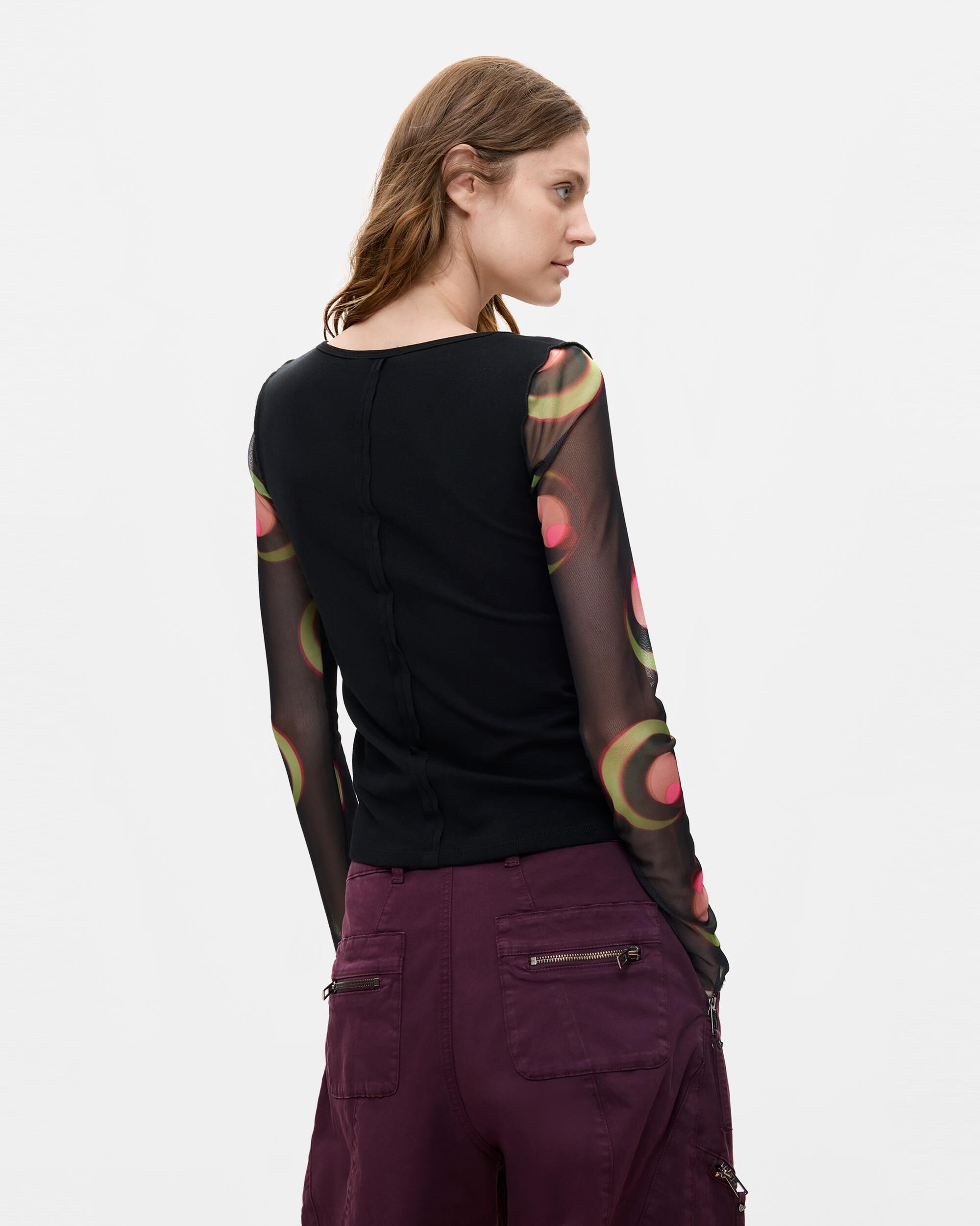 Camiseta de mujer manga larga estampada - Desigual - Negro Negro-3