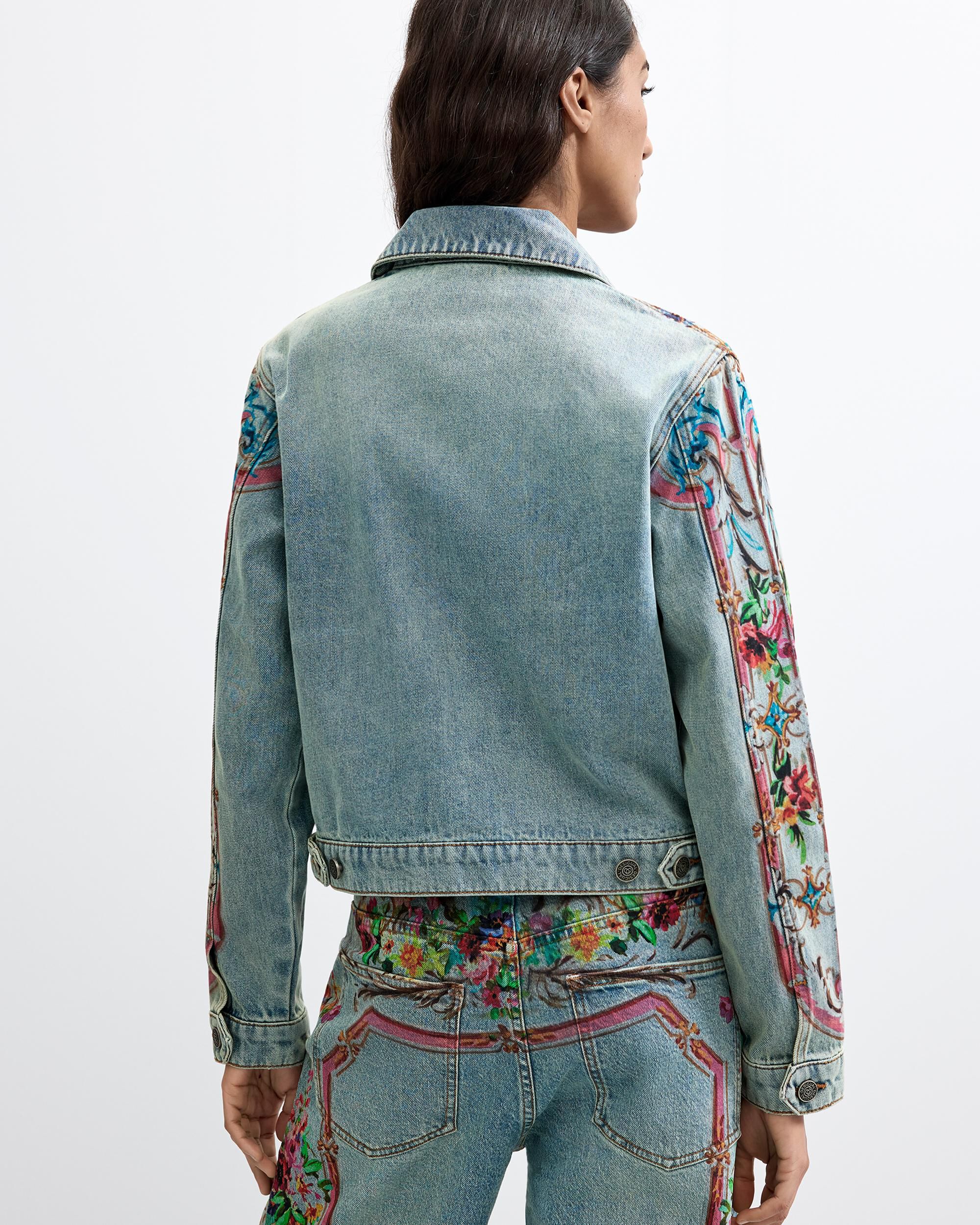Cazadora de mujer denim estampada 100% algodón - Desigual - Azul Azul-3