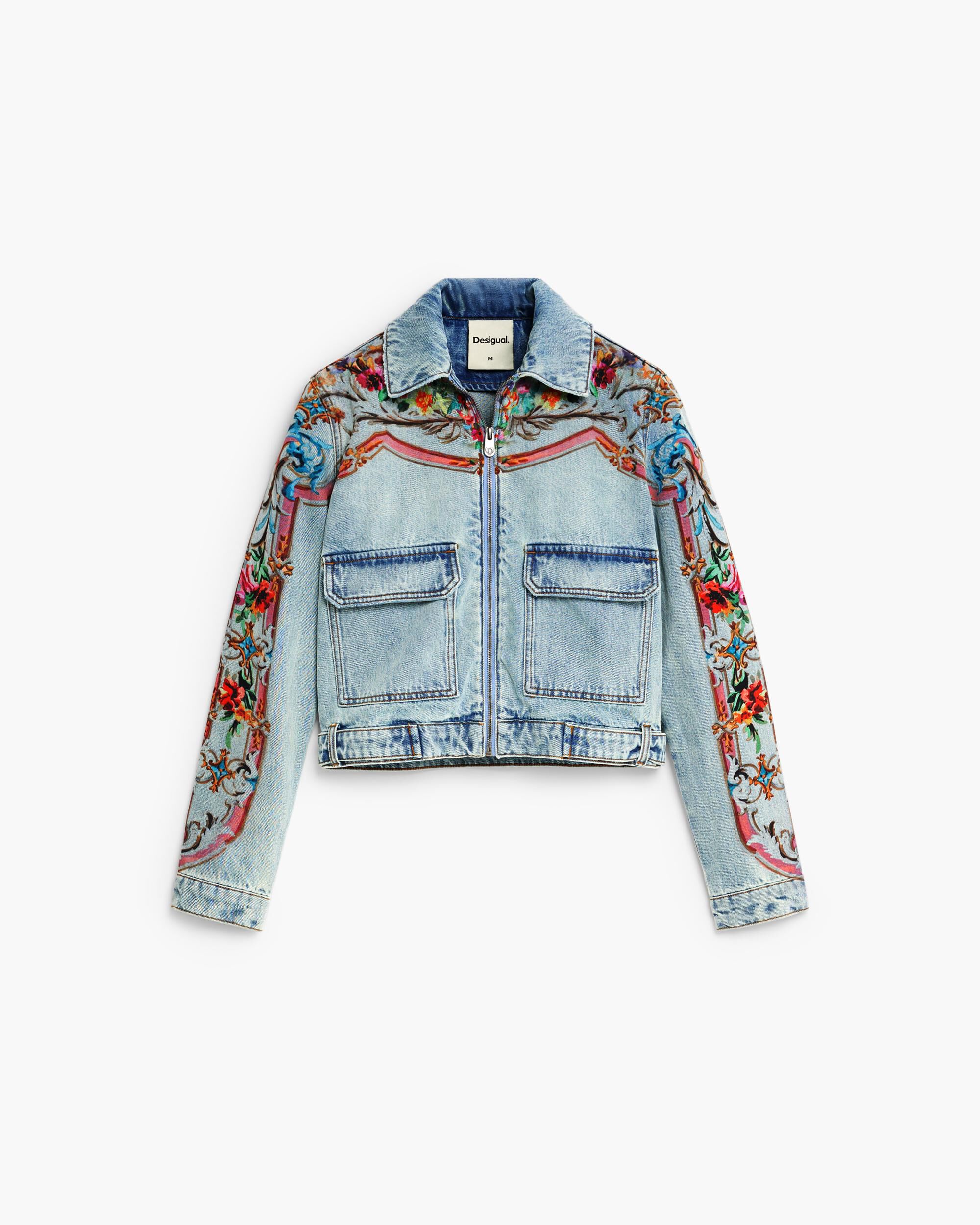 Cazadora de mujer denim estampada 100% algodón - Desigual - Azul Azul-4