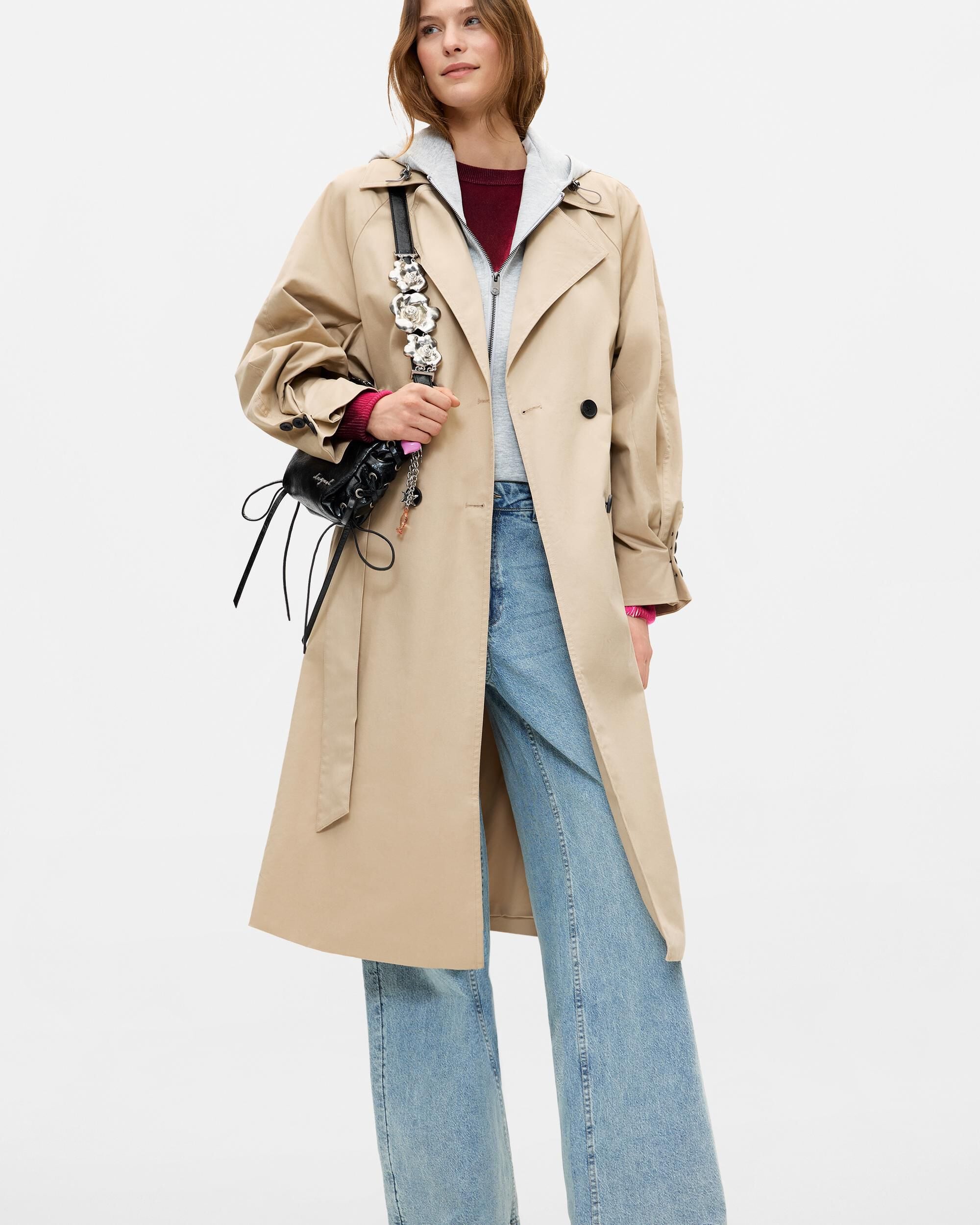 Abrigo de mujer trench removible - Desigual - Marrón Marrón-1