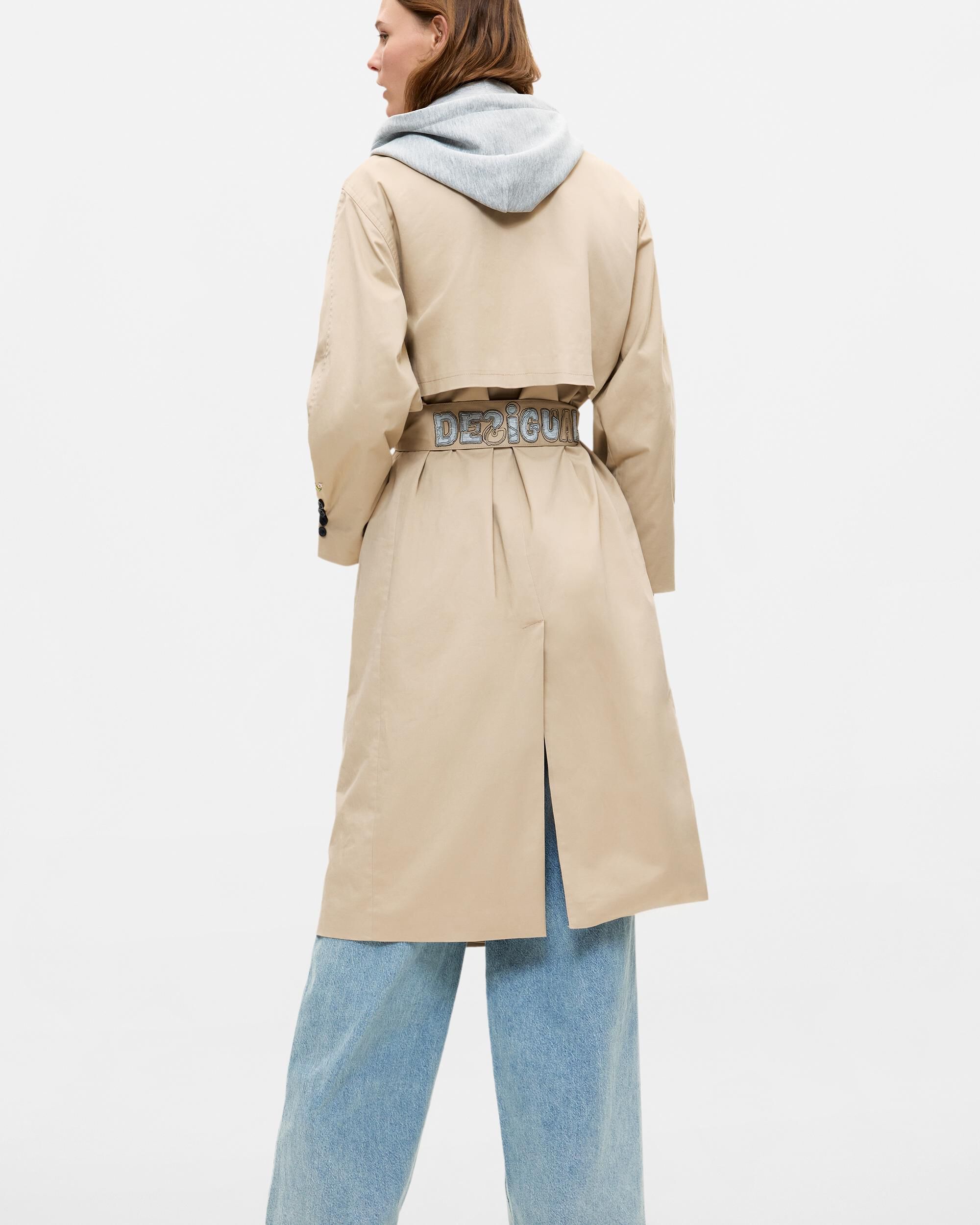 Abrigo de mujer trench removible - Desigual - Marrón Marrón-3