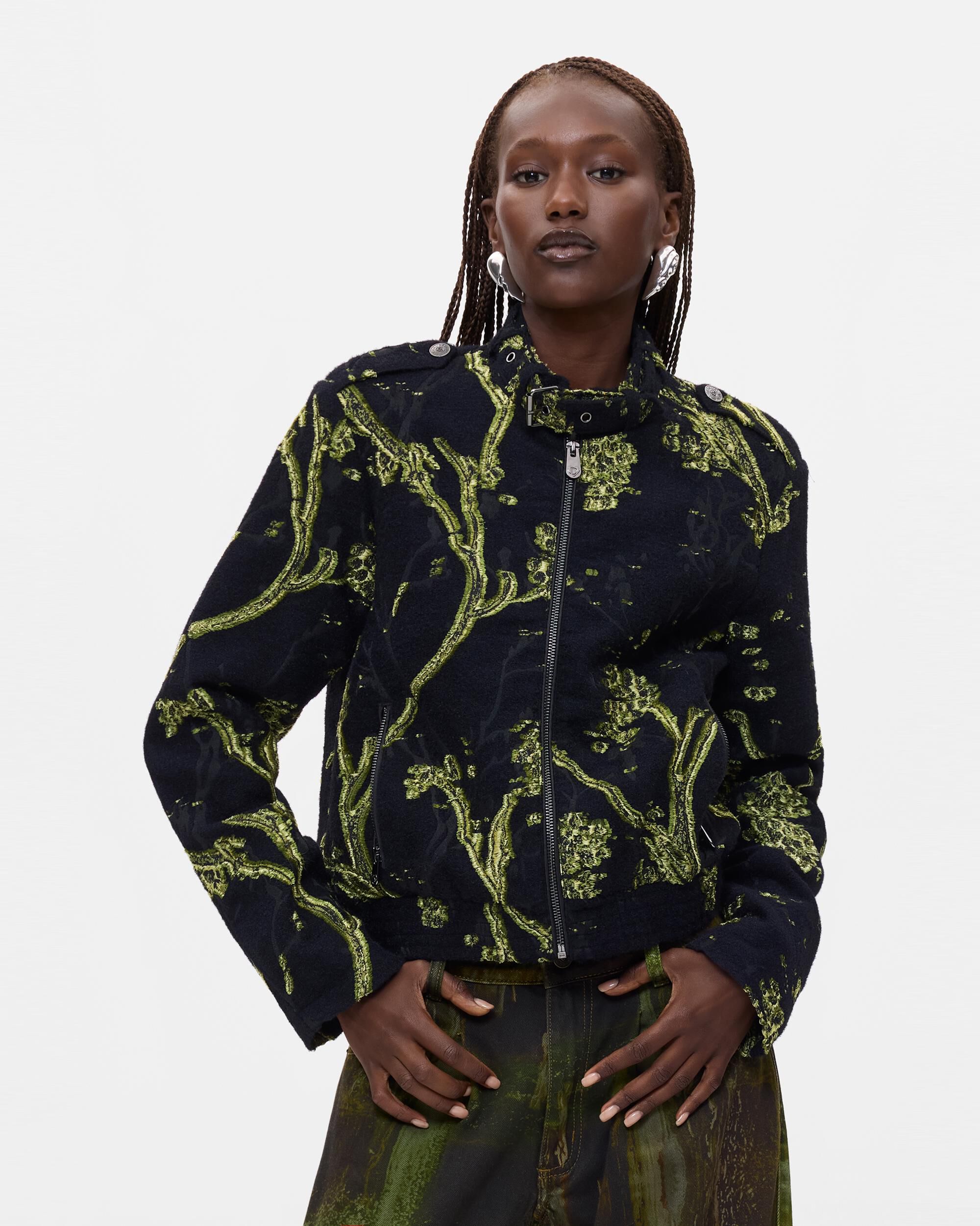 Cazadora de mujer estampada cuello mao - Desigual - Negro Negro-2