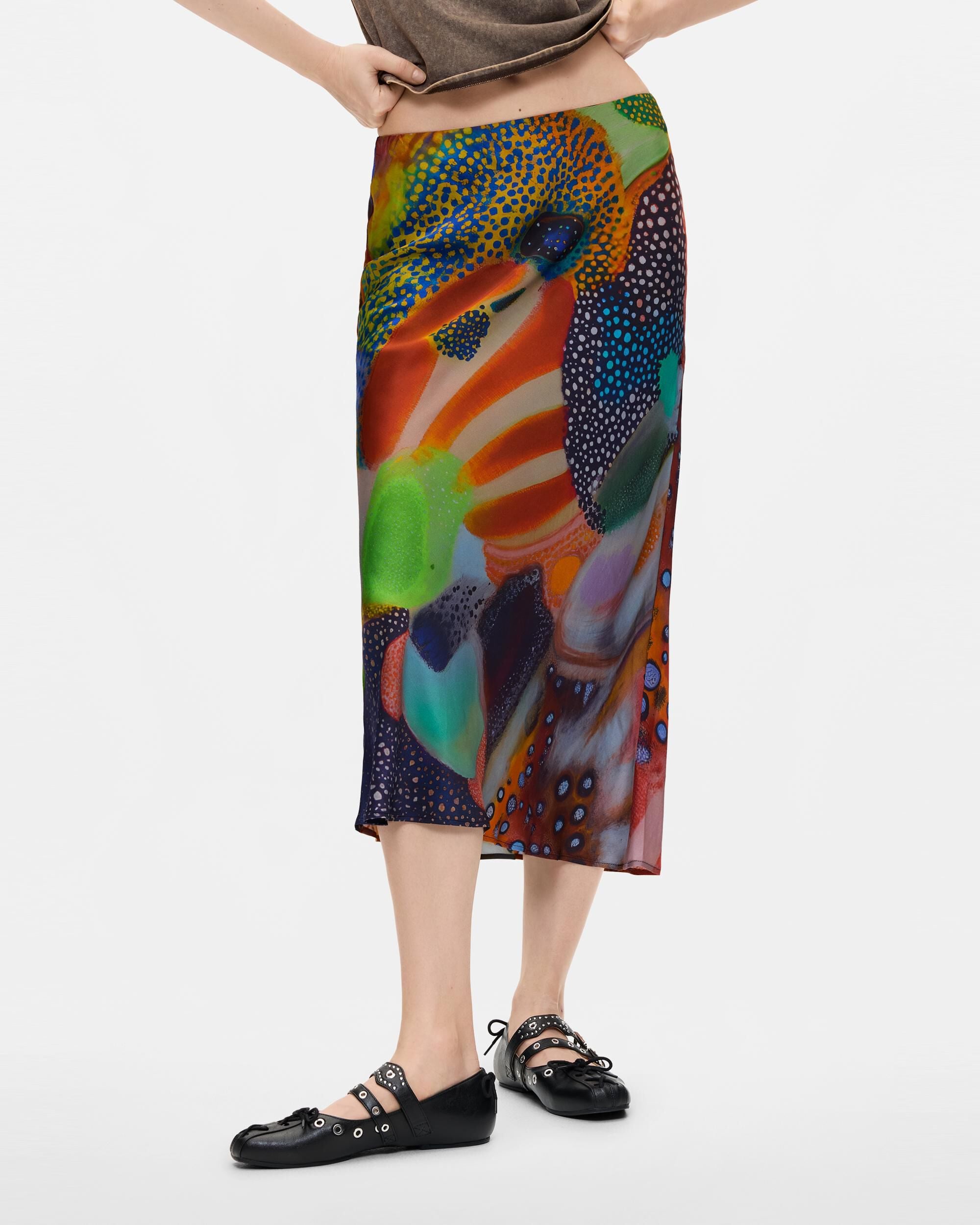 Falda midi estampada - Desigual - Negro Negro-2