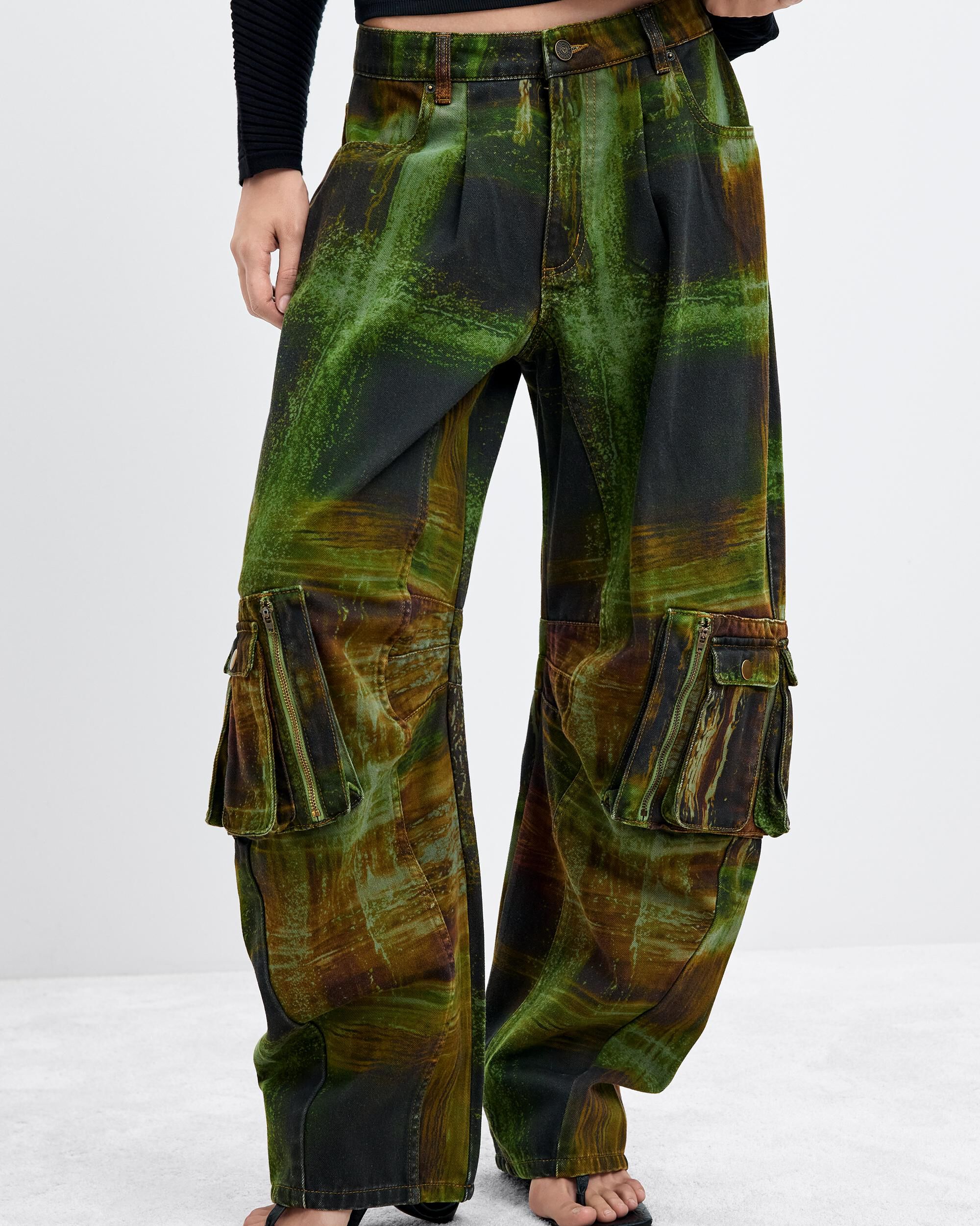 Pantalón de mujer cargo 100% algodón m c lacroix - Desigual - Verde Verde-2