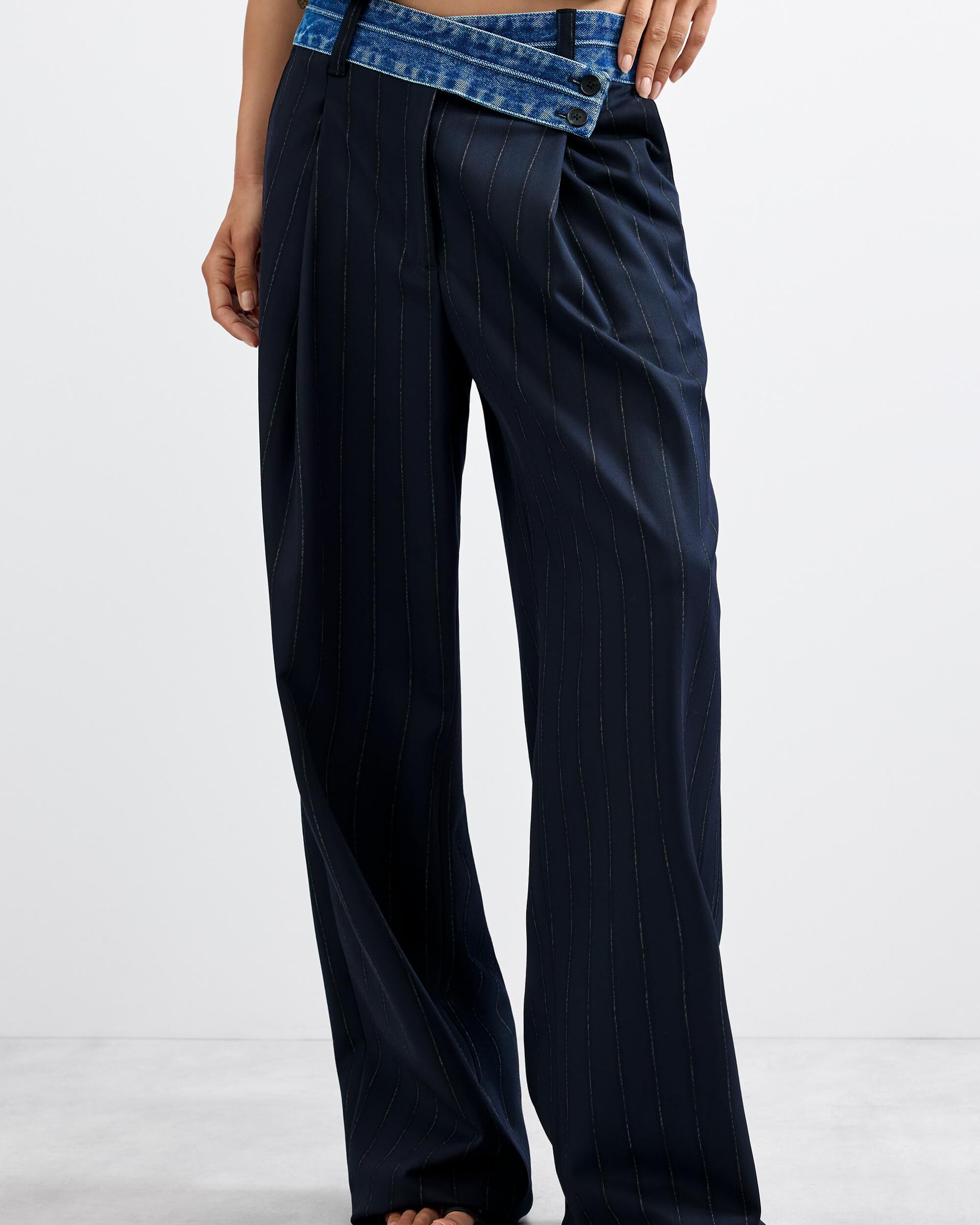 Pantalón de mujer tailor combinado - Desigual - Azul Azul-2