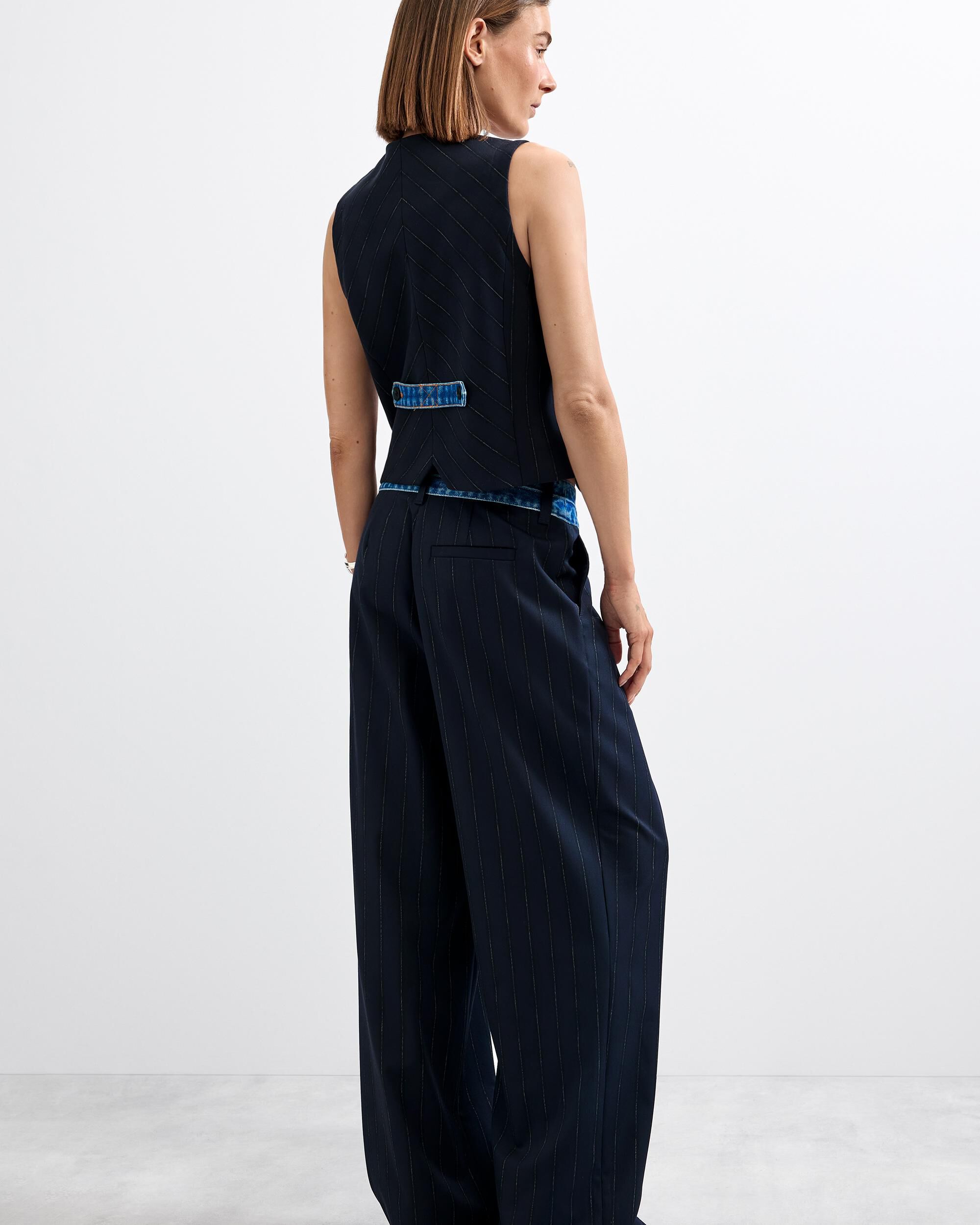 Pantalón de mujer tailor combinado - Desigual - Azul Azul-3