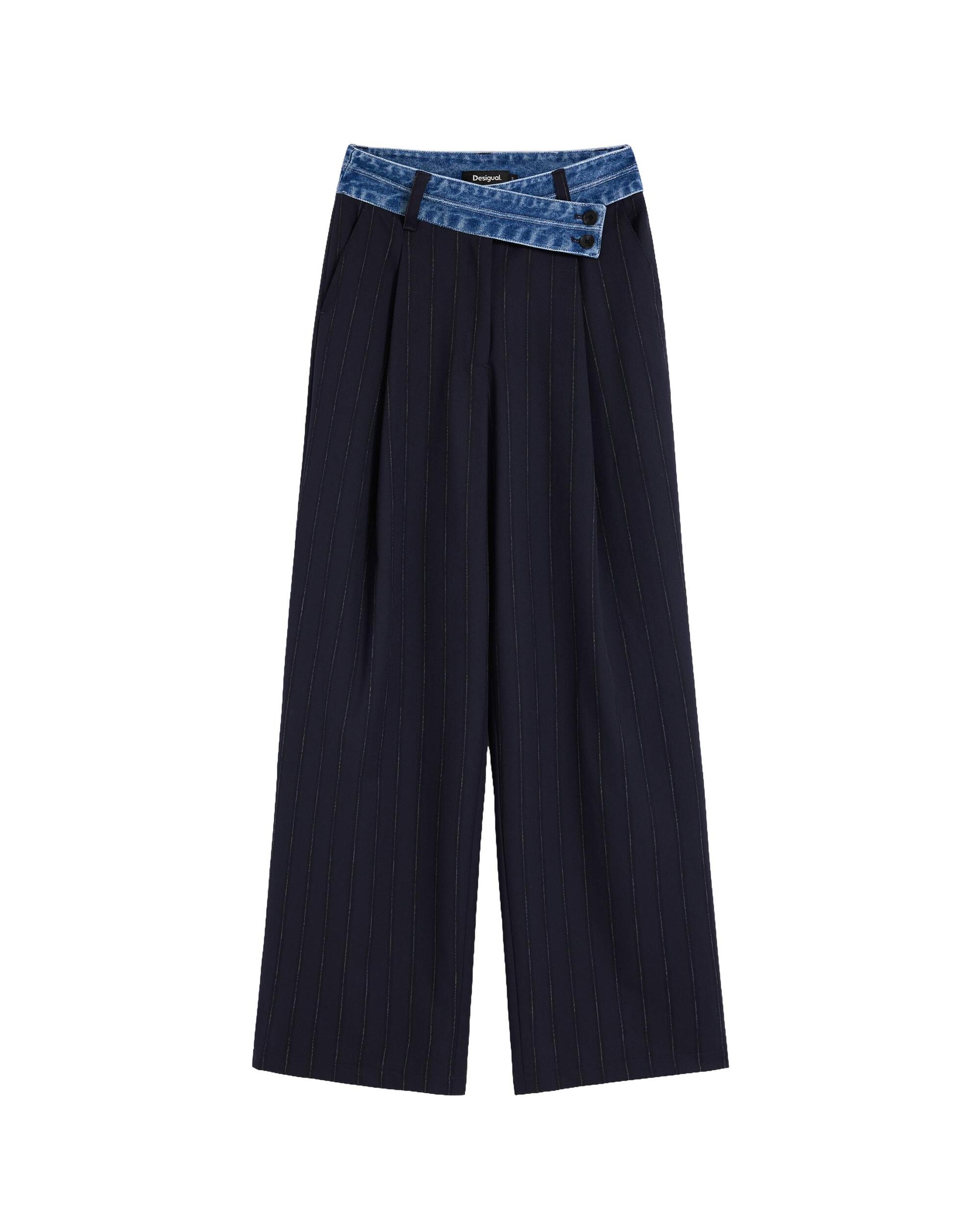 Pantalón de mujer tailor combinado - Desigual - Azul Azul-4