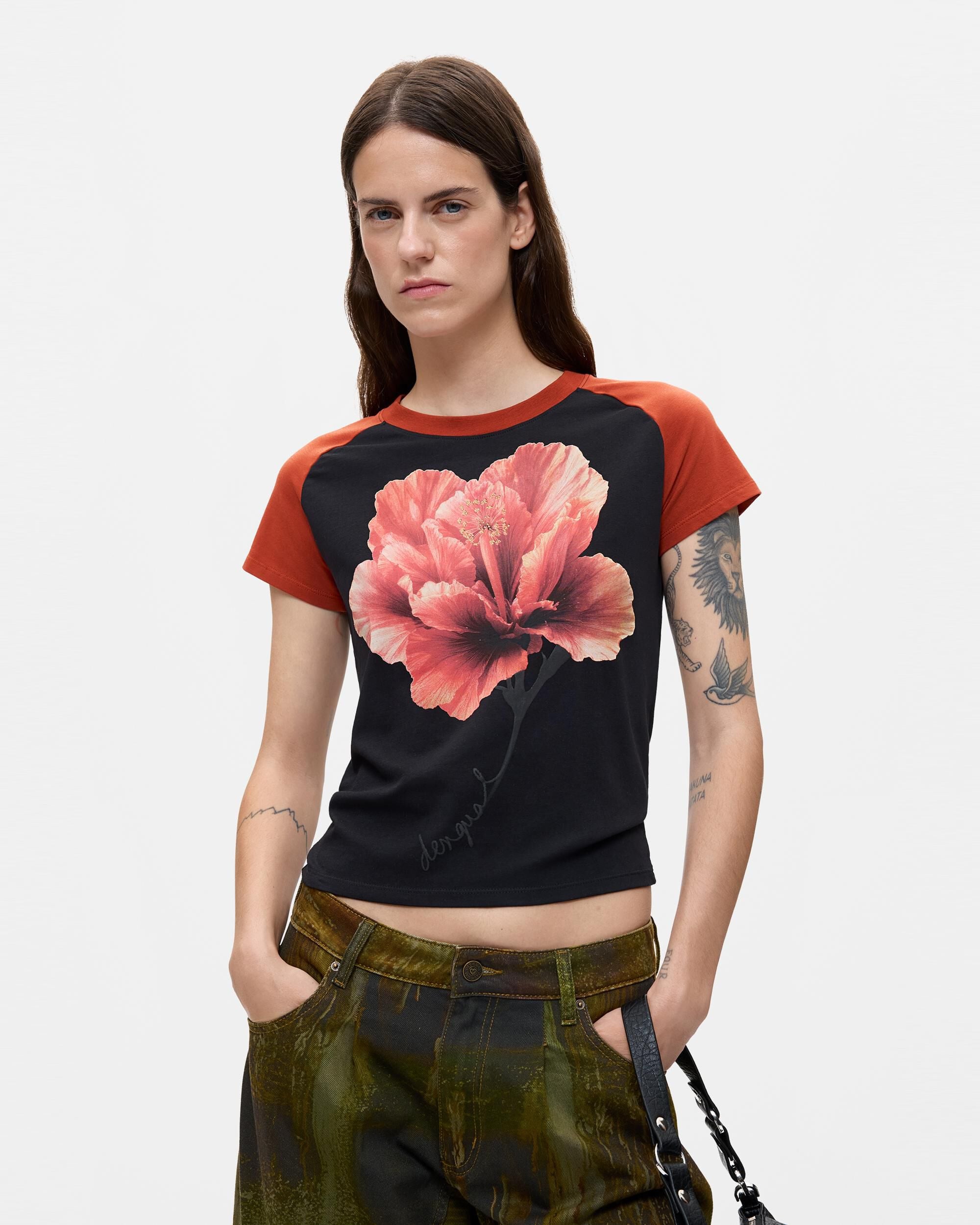 Camiseta de mujer manga corta estampada - Desigual - Negro Negro-1