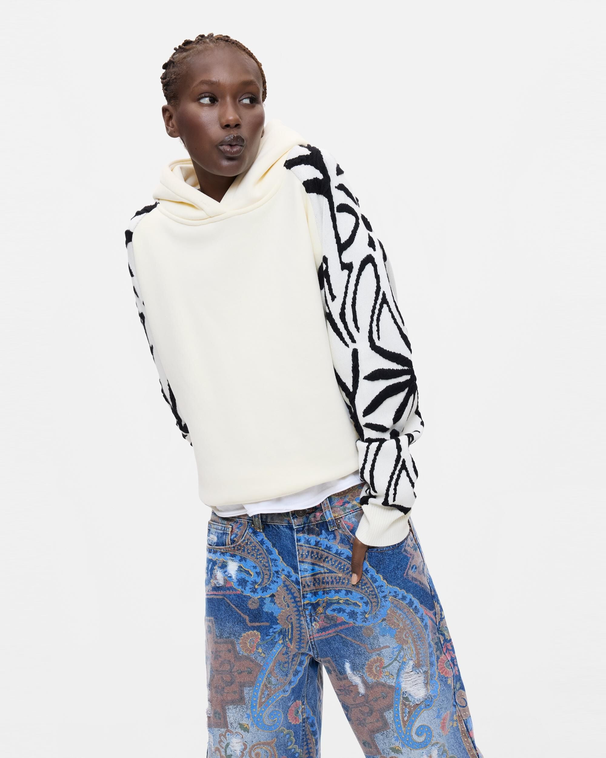 Sudadera de mujer floral 100% algodón - Desigual - Blanco Blanco-1