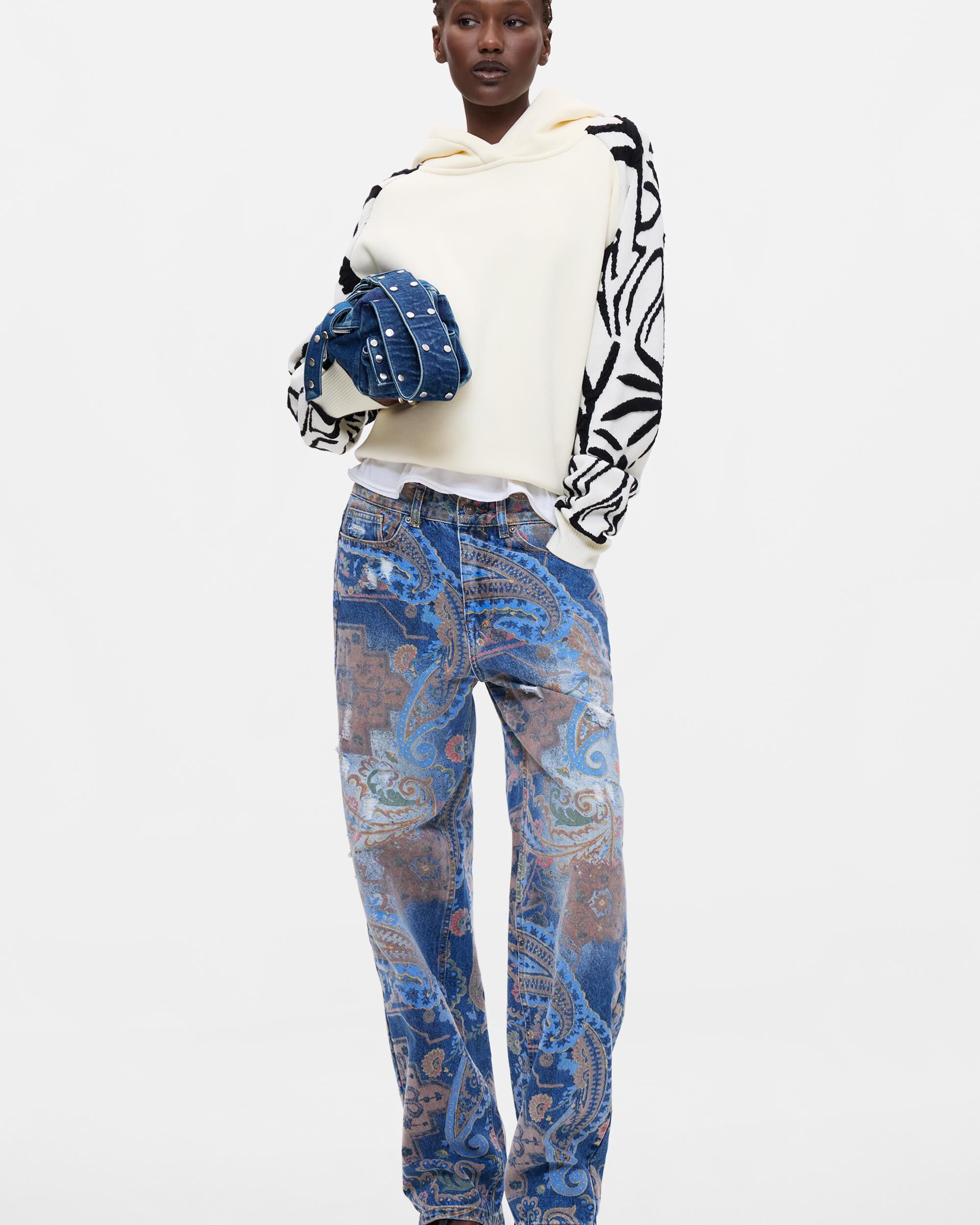 Sudadera de mujer floral 100% algodón - Desigual - Blanco Blanco-2