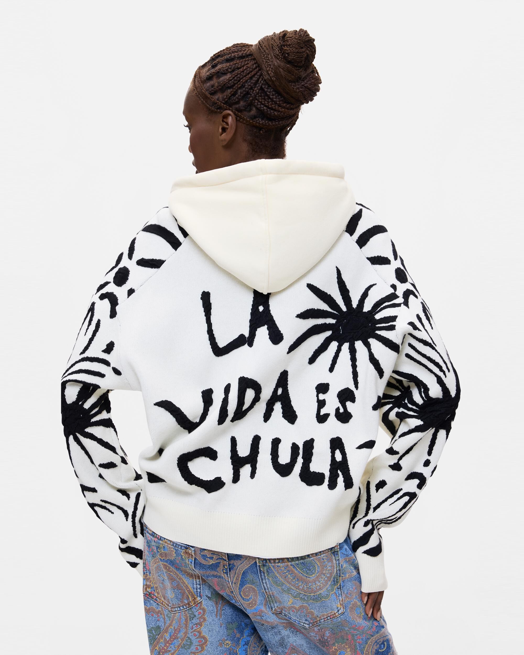 Sudadera de mujer floral 100% algodón - Desigual - Blanco Blanco-3