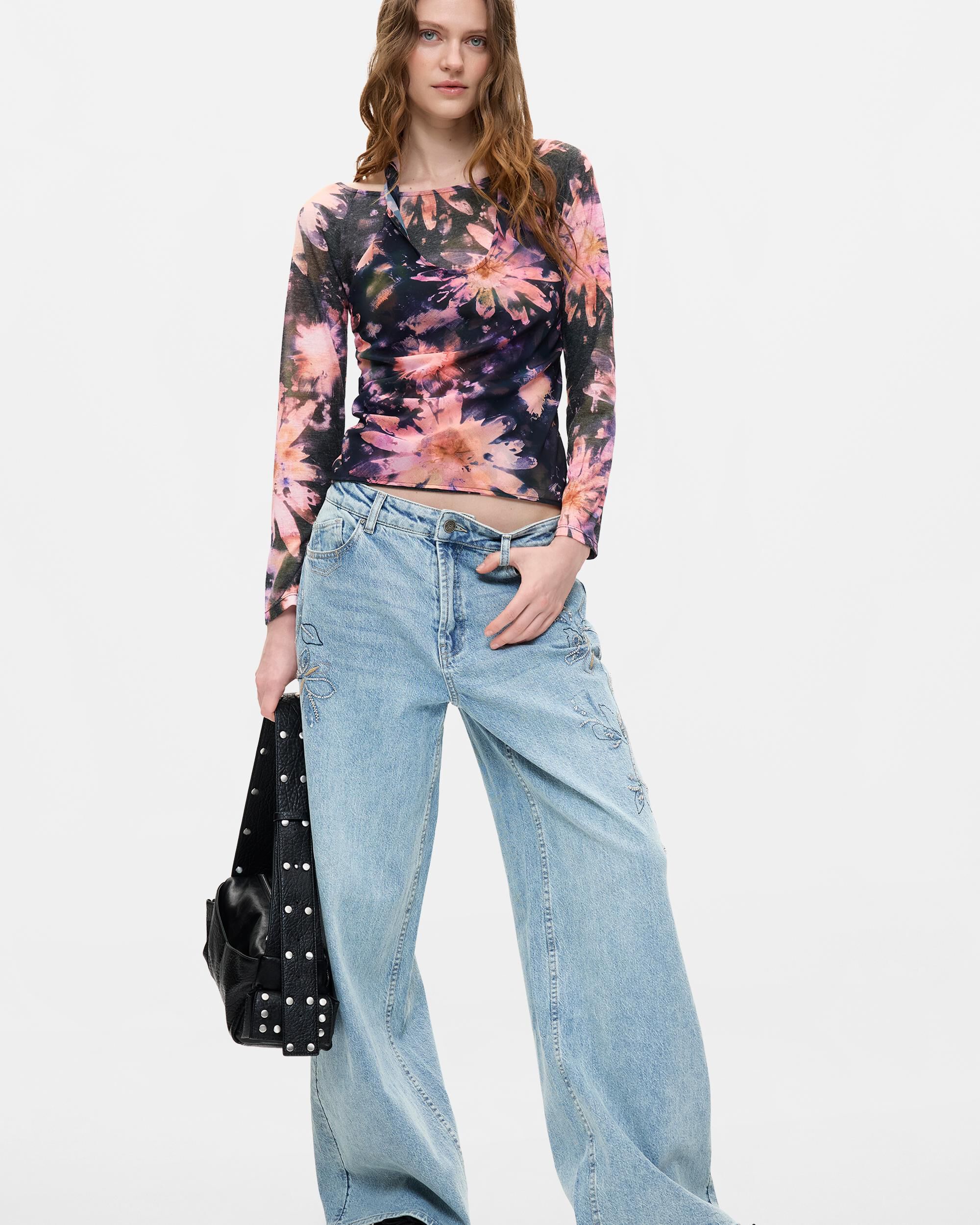Blusa de mujer estampada manga larga - Desigual - Azul Azul-2