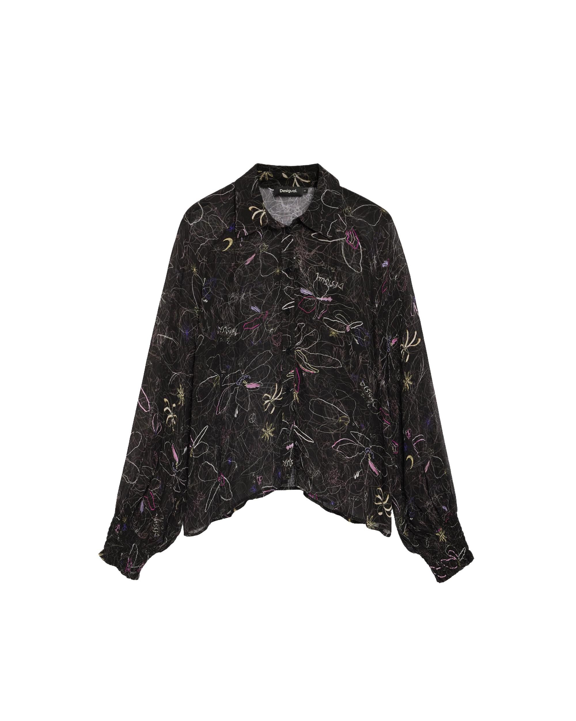 Blusa de mujer floral transparente - Desigual - Negro Negro-4