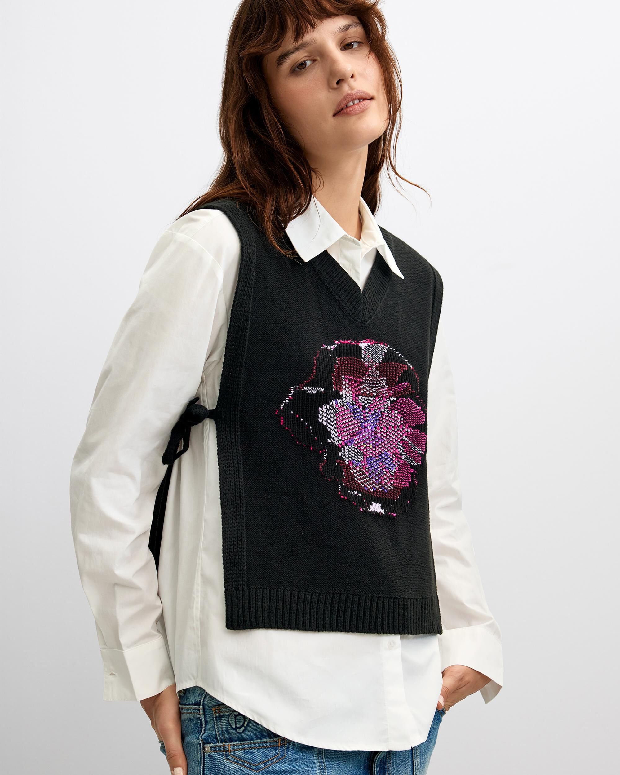 Camisa de mujer superpuesta estampada - Desigual - Blanco Blanco-1