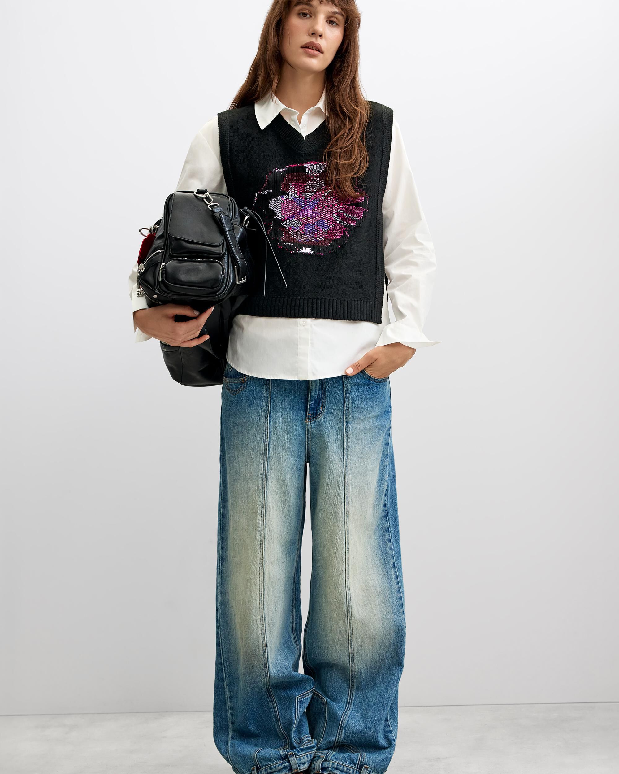 Camisa de mujer superpuesta estampada - Desigual - Blanco Blanco-2