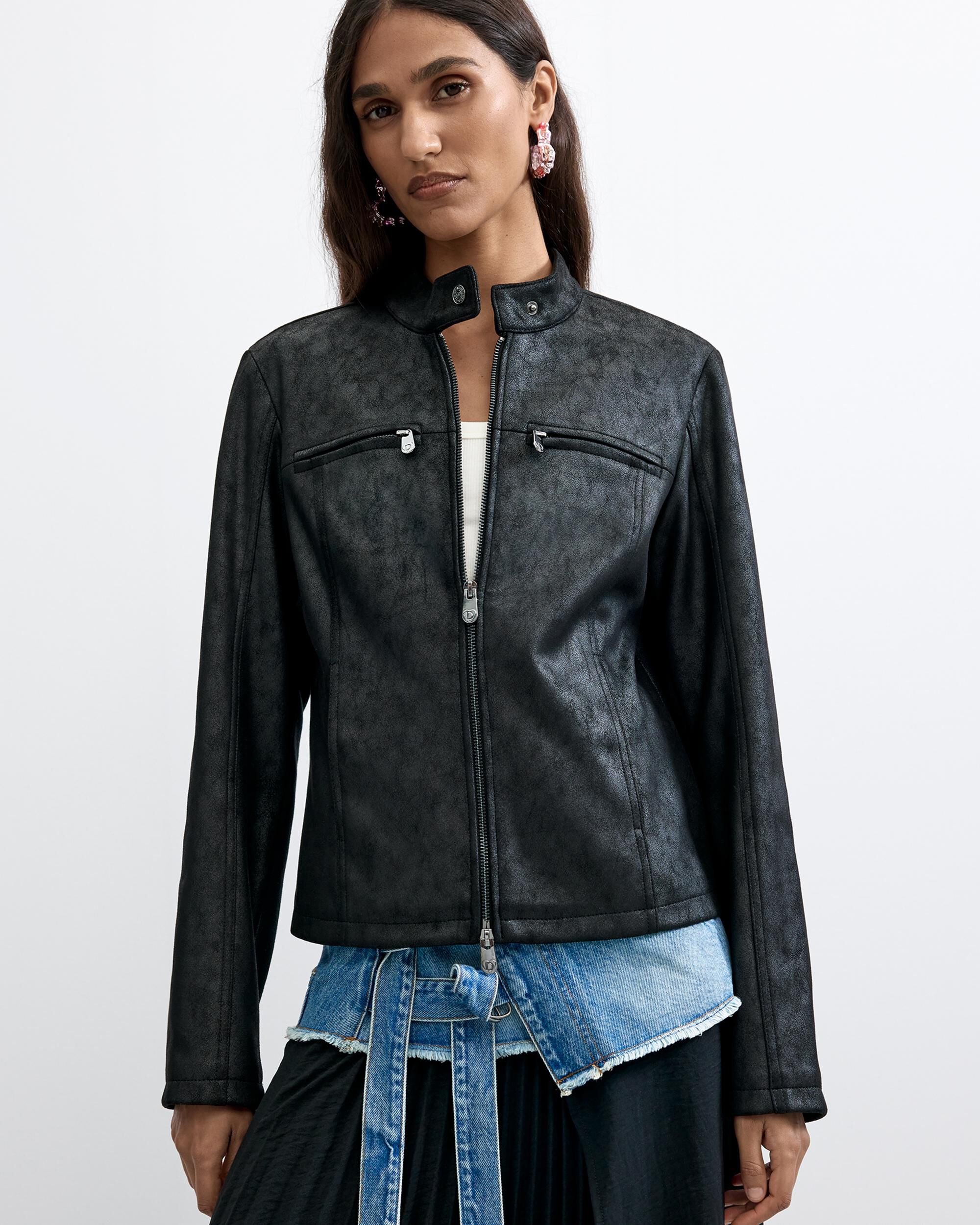 Cazadora de mujer efecto piel - Desigual - Negro Negro-2