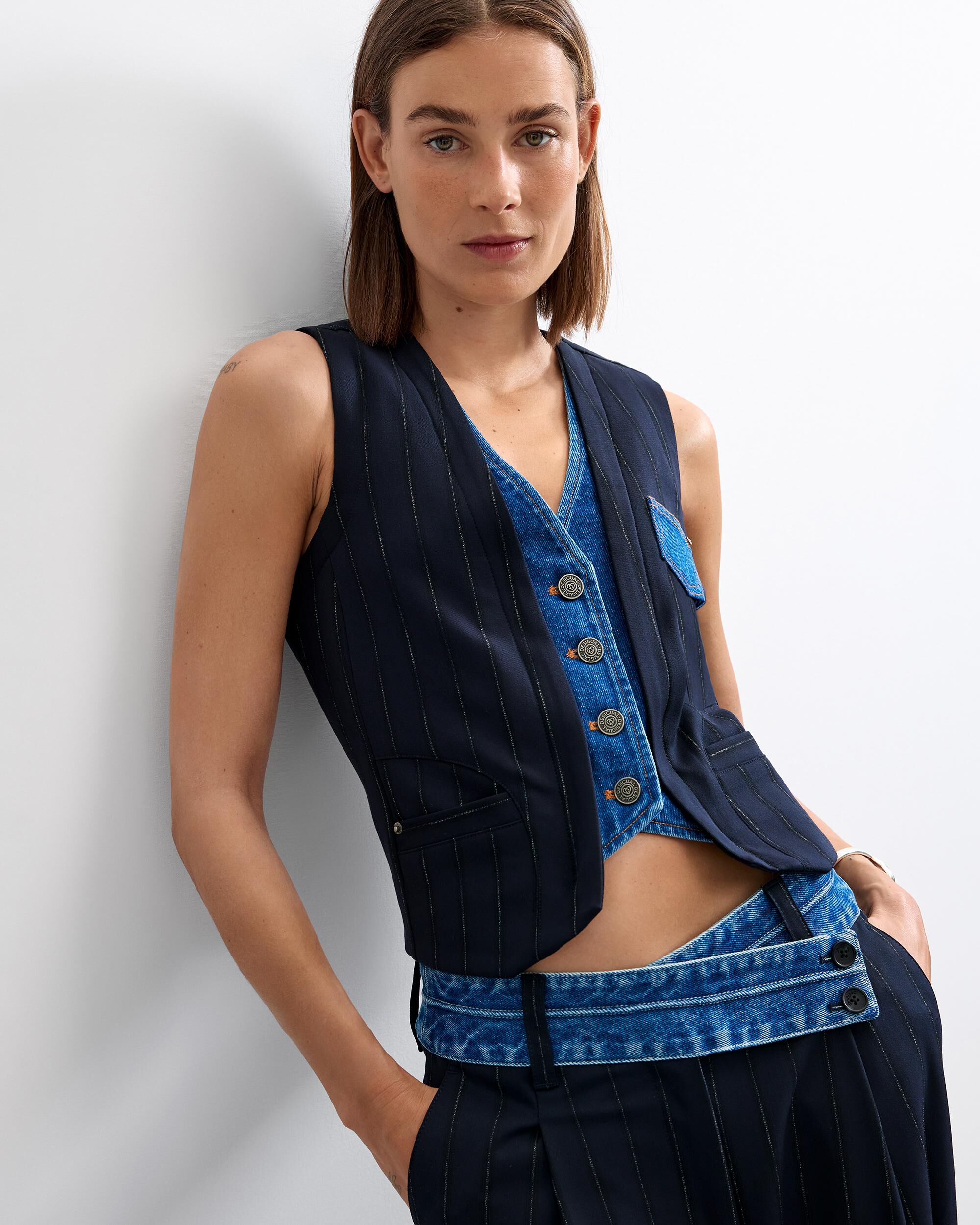 Chaleco de mujer doble solapa - Desigual - Azul Azul-2