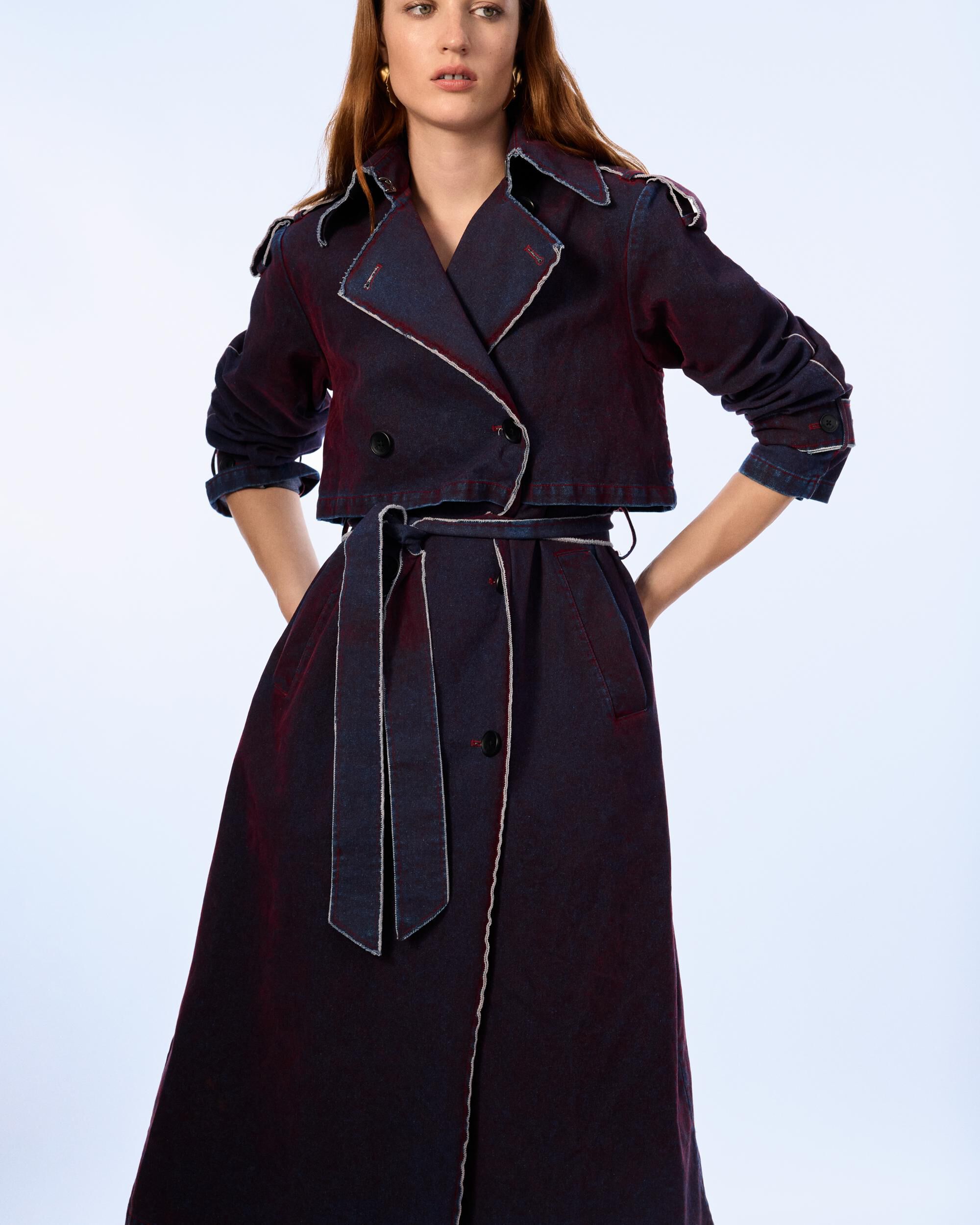Abrigo de mujer trench 100% algodón - Desigual - Morado Morado-2